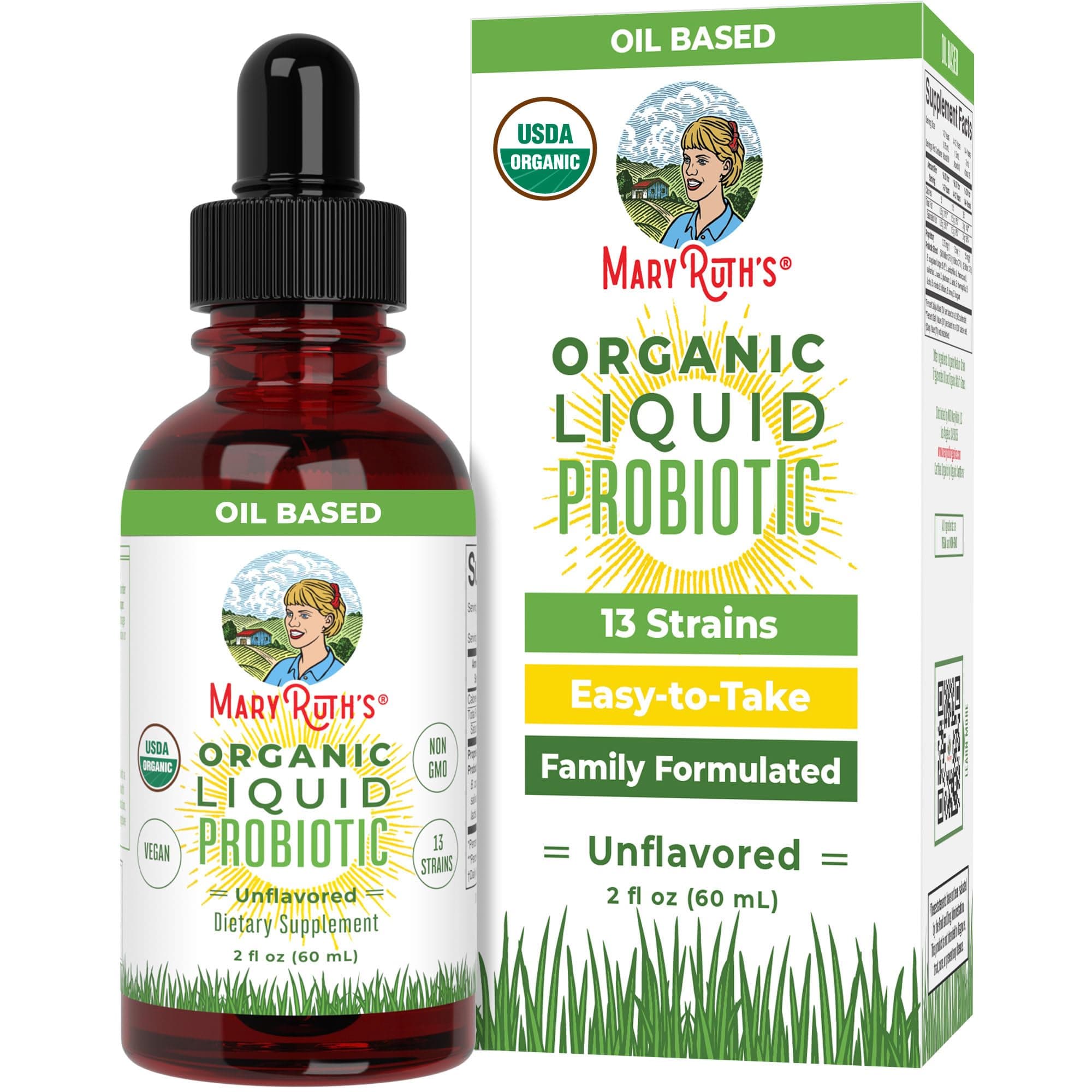Organics Liquid Probiotic for Ages 4+ | 2 Billion CFU | 13 Probiotic Strains | Gut Health & Digestive Support | Gas & Bloating Support | Vegan | Gluten Free | Travel-Friendly | 20 Servings