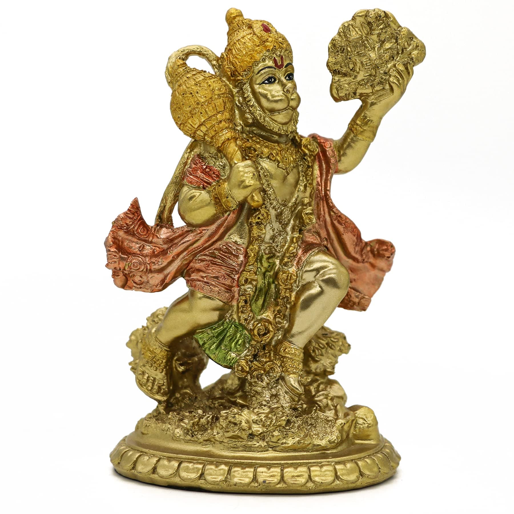 Hindu God Flying Hanuman Statue - Small Indian Idol Hanuman Murti Pooja Sculpture India Lord Figurine for Home Office Temple Mandir Diwali Puja Gifts Item Buddha Decor Yoga Altar Shrine Meditation Kit