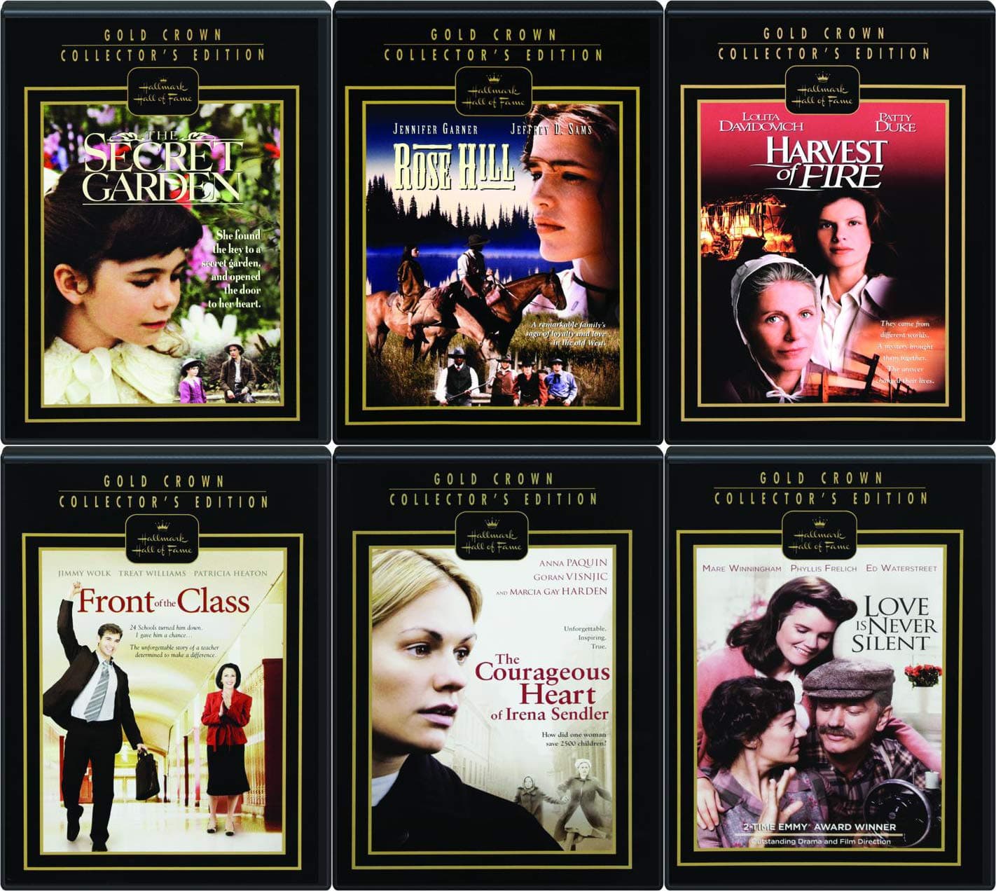 Hallmark 6-Movie Gold Crown Edition Collection - The Courageous Heart of Irena Sendler, Front of the Class, Rose Hill, Harvest of Fire, The Secret Garden, & Love Is Never Silent 6-Movie Bundle