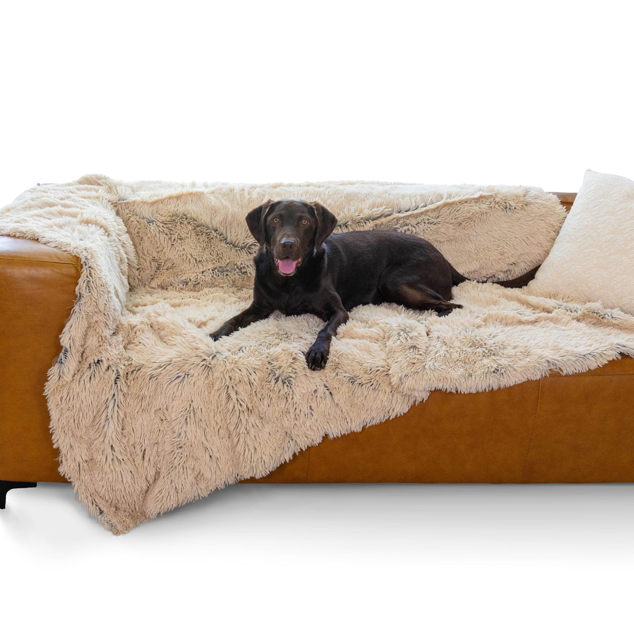 Best Friends by Sheri Calming Shag Dog Blanket for Large Dogs, Waterproof Coating, Taupe, 60" x 80"