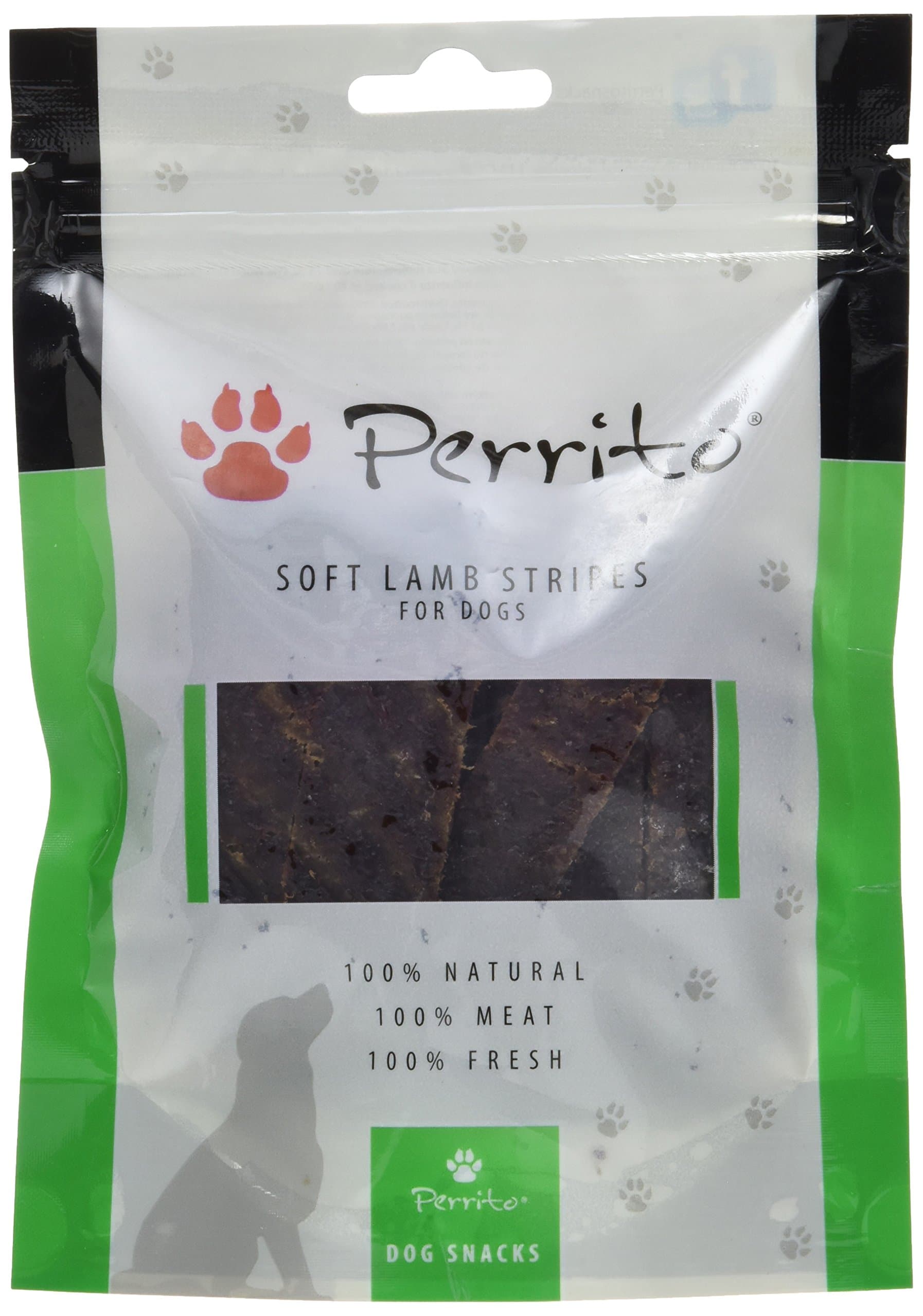 PerritoSoft Lamb Striped Dog Treats, Tender Lamb Meat in Thin Strips, 100 g