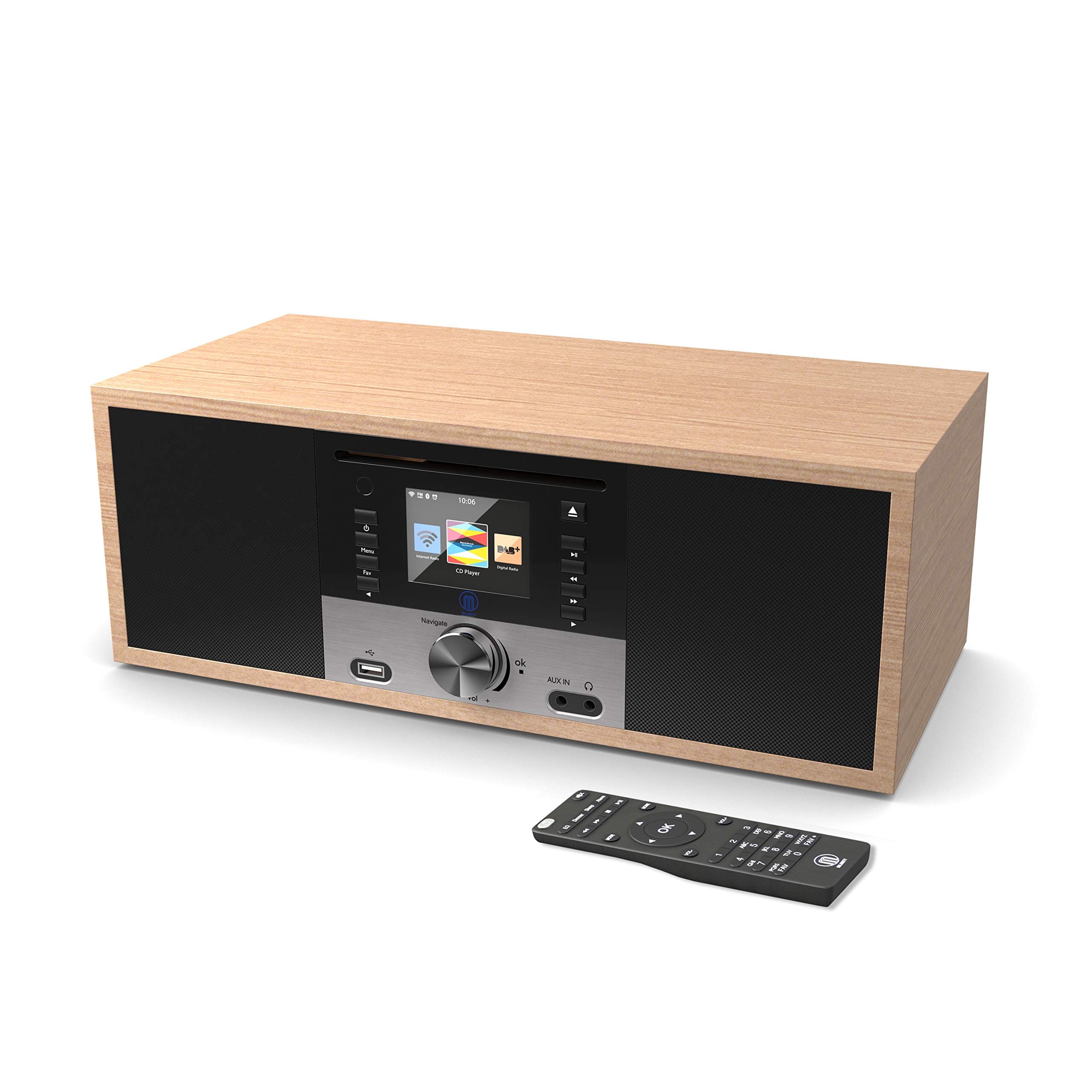 Majority King's Digital DAB/DAB+/FM and Internet Radio Wi-Fi, CD Player, Remote Control, 30W Hi-Fi System, Bluetooth, Dual Alarm, AUX and USB in, Headphone Port, App Control, Colour Screen (Oak)