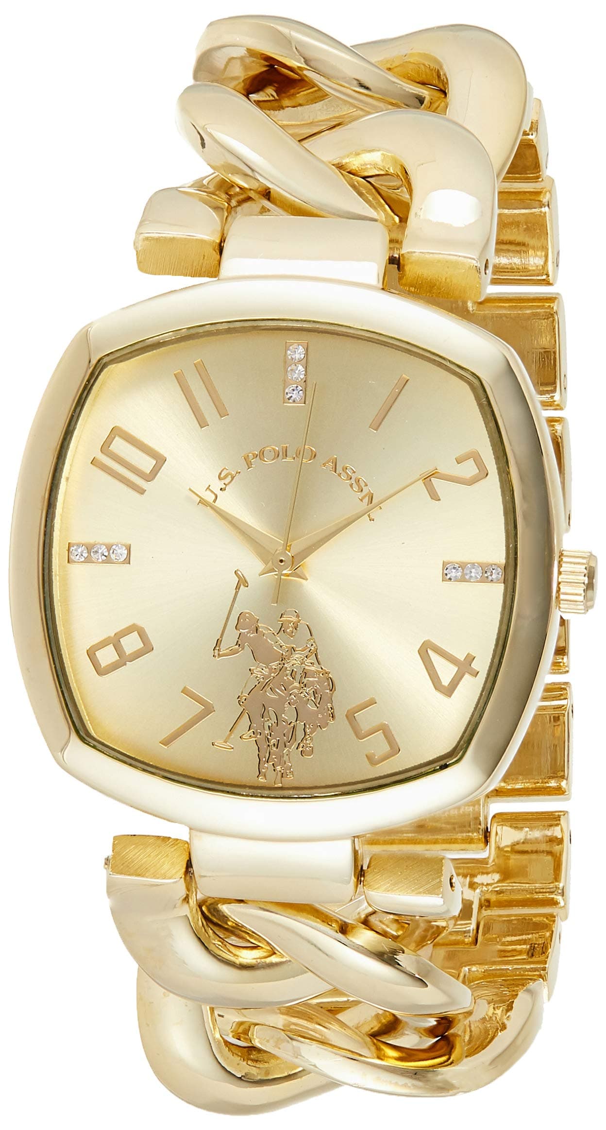 U.S. POLO ASSN. Women's Quartz Watch, Analog Display and Gold Plated Strap USC40250