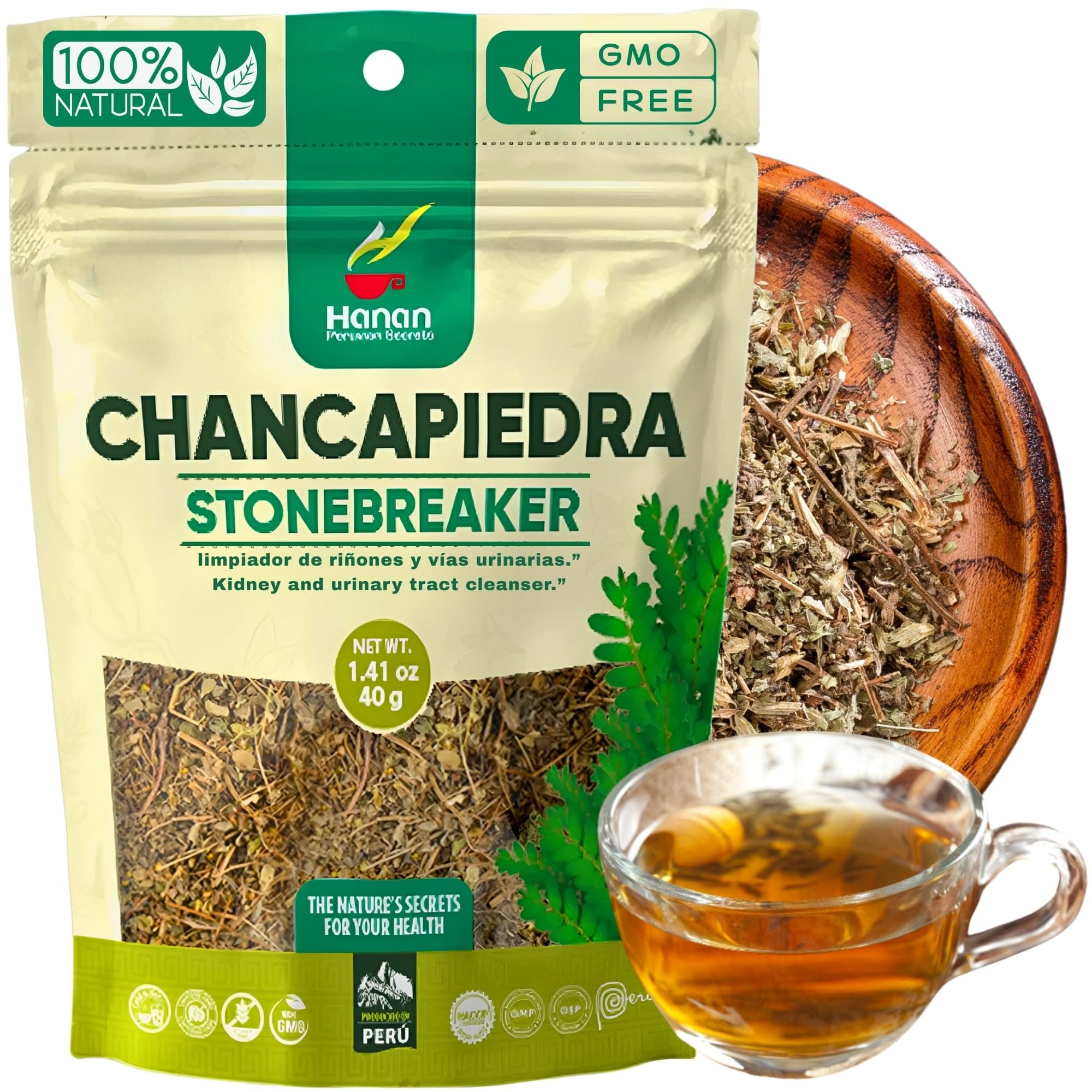 Hanan Chanca Piedra Loose Leaf for Stonebreaker Herbal Tea (40 g) Dried Vegan Leaves 100% Natural Chancapiedra Grown in Peru Rock Crusher, Dissolver Remover, Breaker, 1.41 Ounce (Pack of 1)