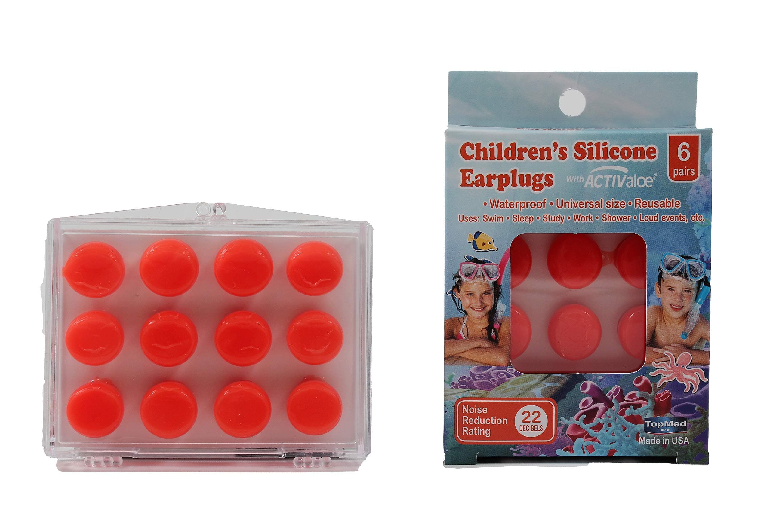 EarPlugs Silicone Orange in Round Shape Ear Plugs for Children 6 Pairs