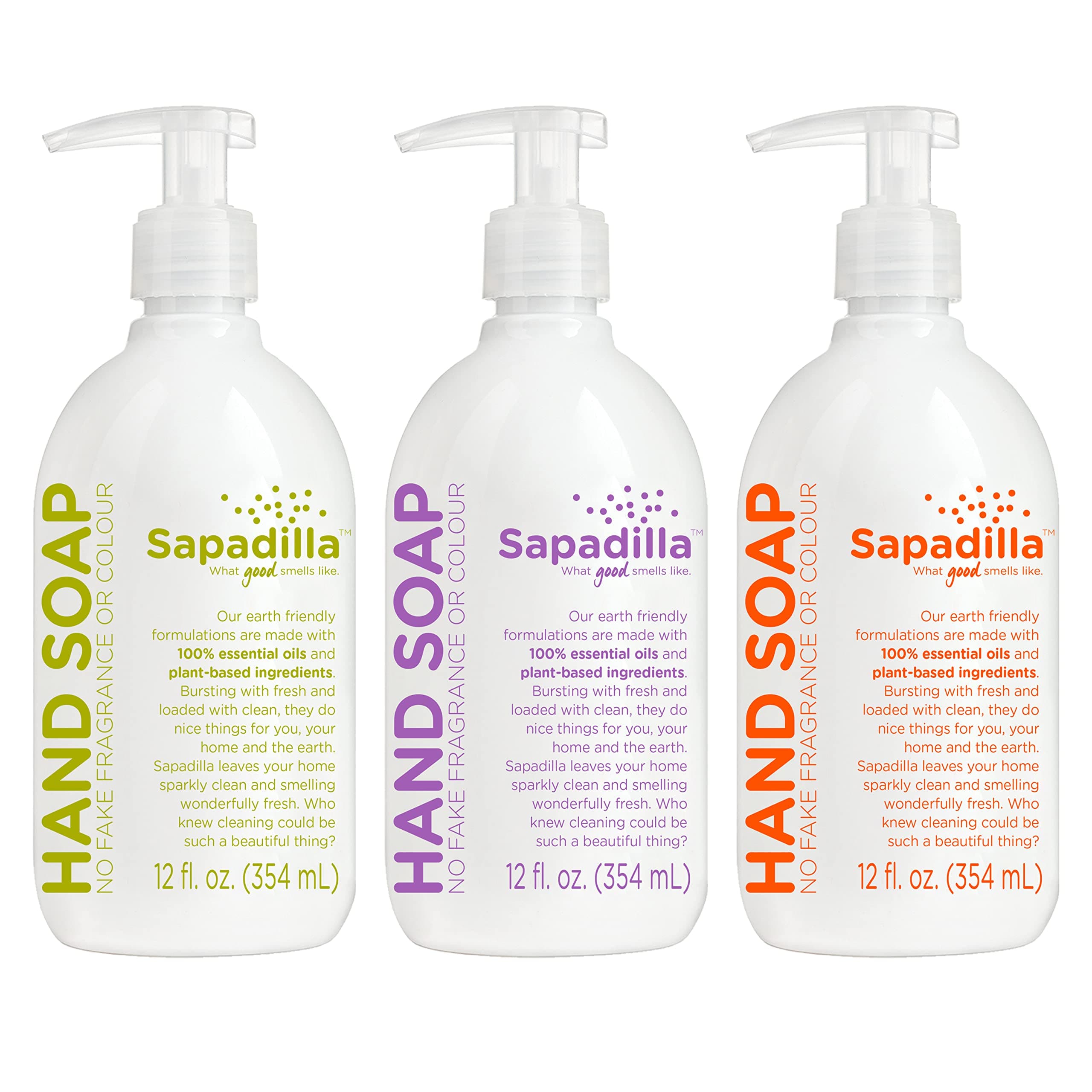 Sapadilla Liquid Hand Soap - Three Scent Variety, 12 Ounce, Pack of 3
