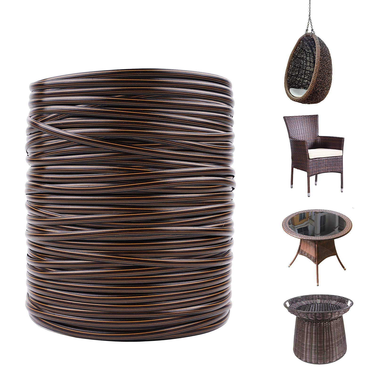 Wicker Repair Material, Flat Synthetic Rattan Weaving Material Plastic Rattan for Knit and Repair Chair Table,Storage Basket,Ect (Coffee Gradient A)