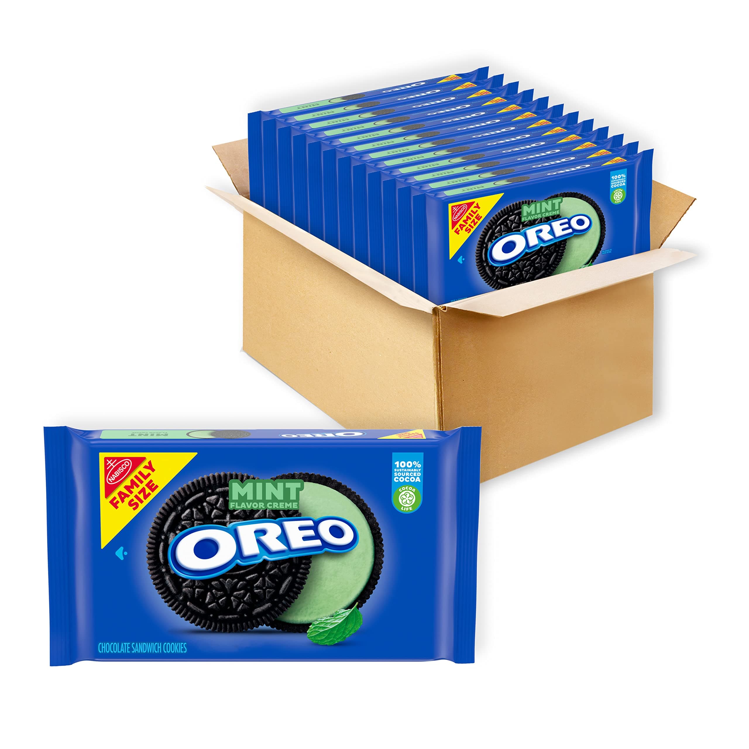 OREO Mint Flavored Creme Chocolate Sandwich Cookies, Family Size, 12-20 oz Packs