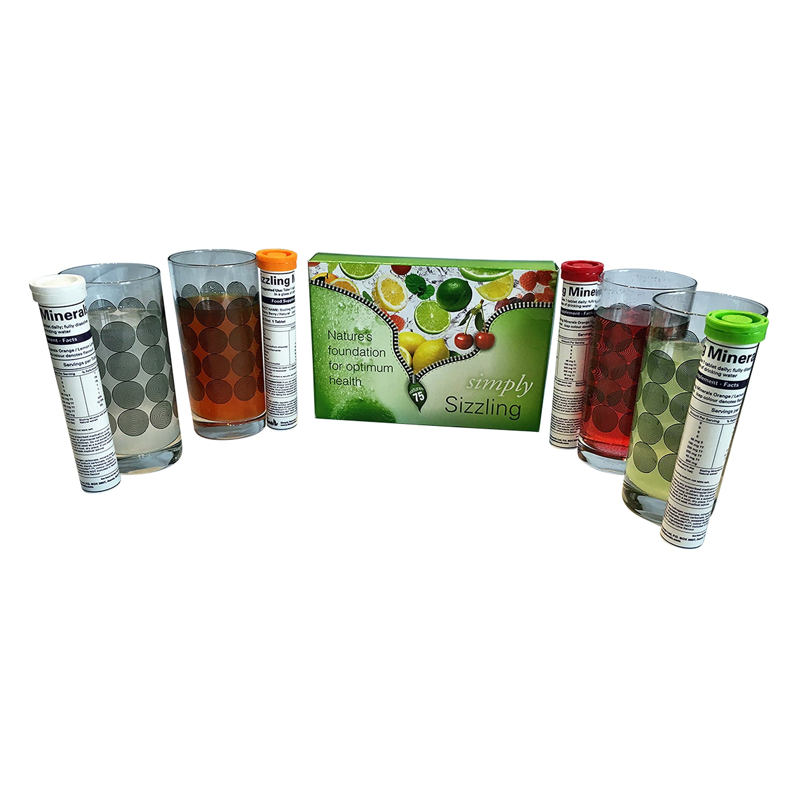Sizzling Plant Derived Mineral Orange+Cherry Berry+Lemon-Lime+Natural Flavour 4 Tubes Family Pack
