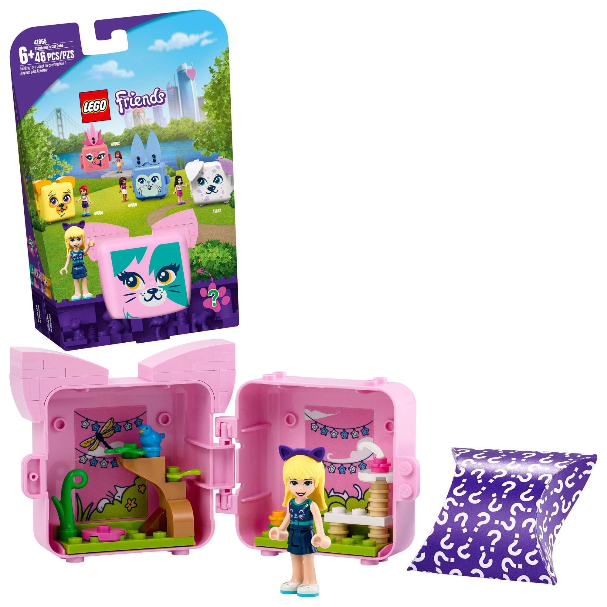 Friends Stephanie’s Cat Cube 41665 Building Kit; Kitten Toy for Kids with a Stephanie Mini-Doll Toy; Cat Toy Makes a Creative Gift for Kids Who Love Portable Playsets, New 2021 (46 Pieces)