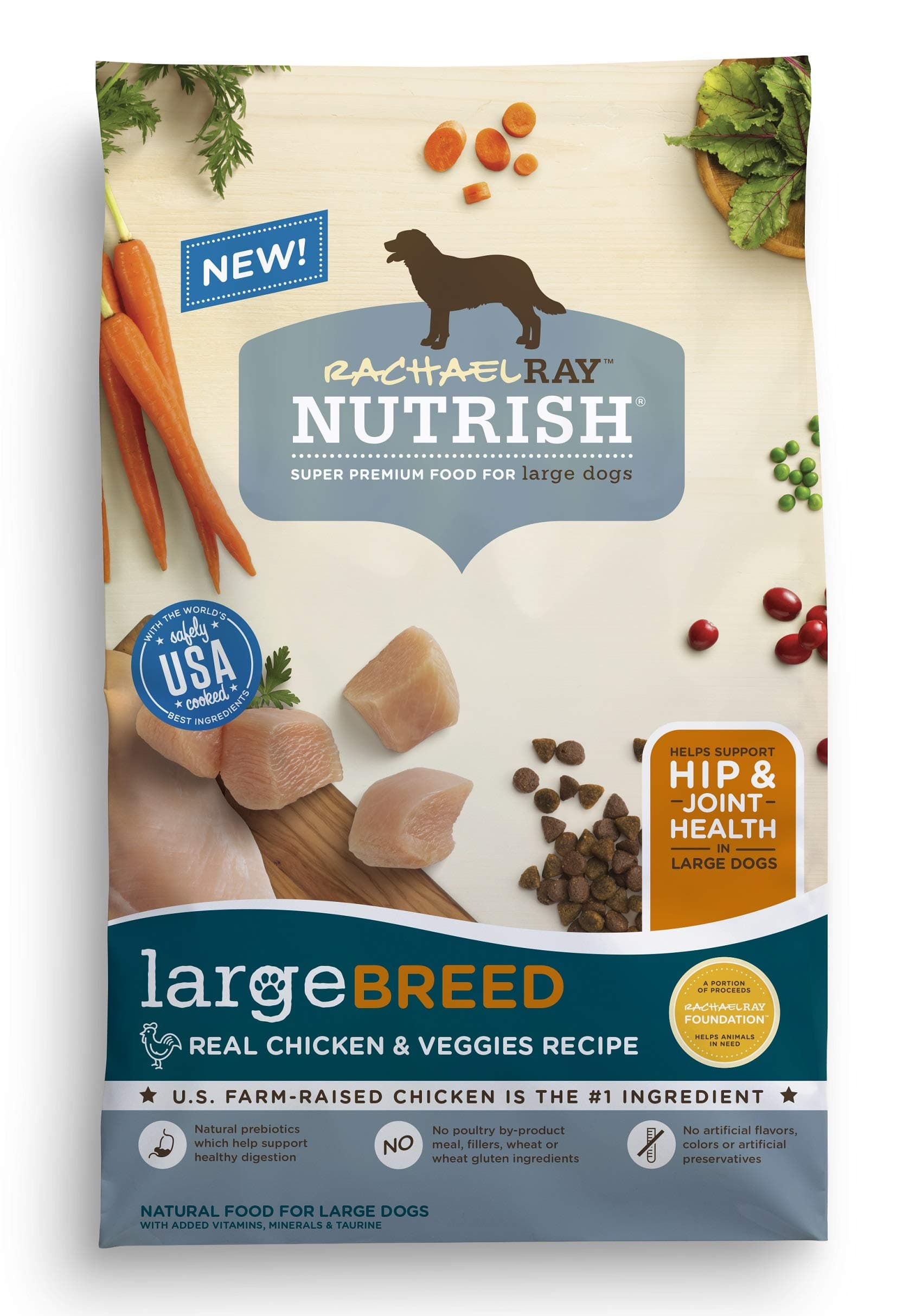 Rachael Ray Nutrish Large Breed Premium Natural Dry Dog Food, Real Chicken & Veggies Recipe, 40 Pounds