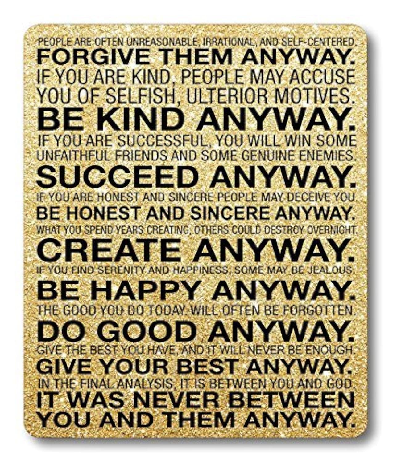 Smooffly Gaming Mouse Pad Custom,Mother Teresa Anyway Quote Mouse pad 9.5 X 7.9 Inch (240mmX200mmX3mm)