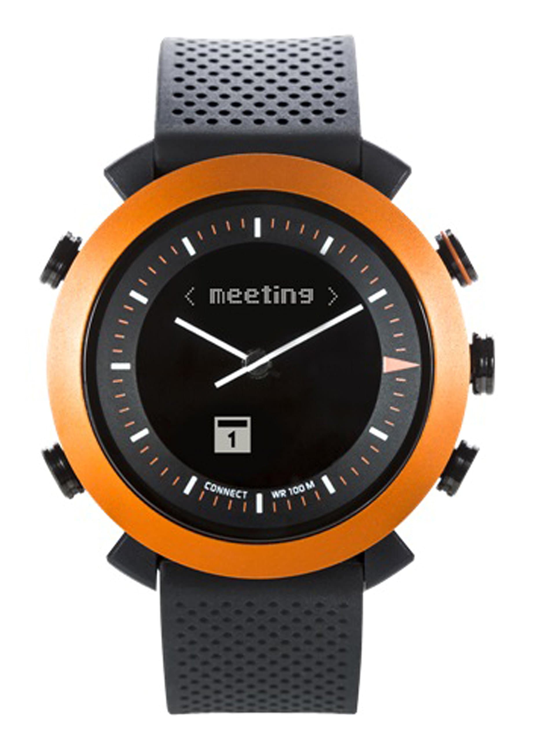 Cogito Classic Water Resistant Smart Watch with Notifcations and Ultra Soft Silcone Strap Compatible with Android 4.3+ and iOS 8 - Orange/Black