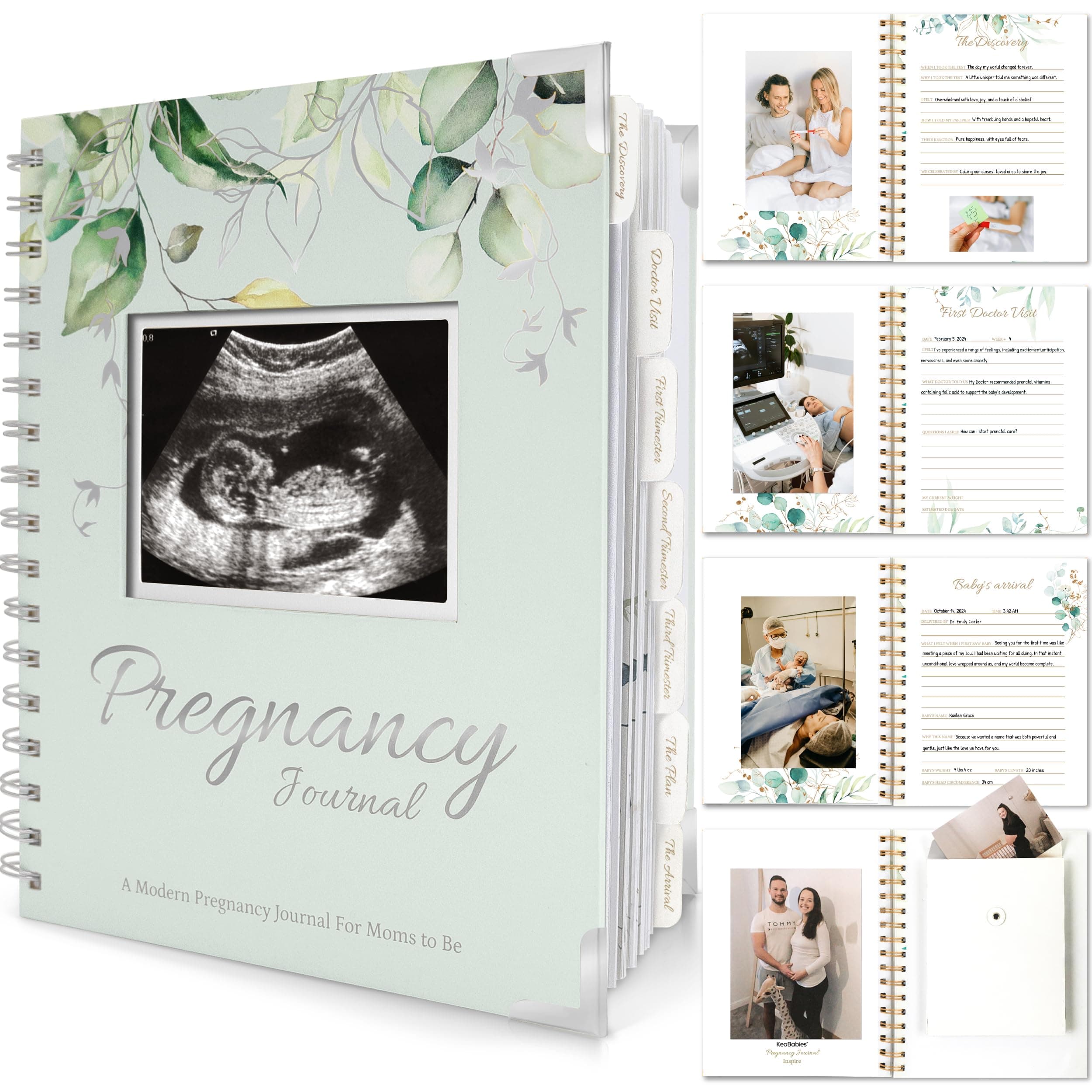 Pregnancy Journal Memory Book - 90 Pages Hardcover Pregnancy Book, Pregnancy Planner, Pregnancy Journals for First Time Moms, Baby Memory Book, Mom Book Diary, Ultrasound Baby Book Memory (Sage)