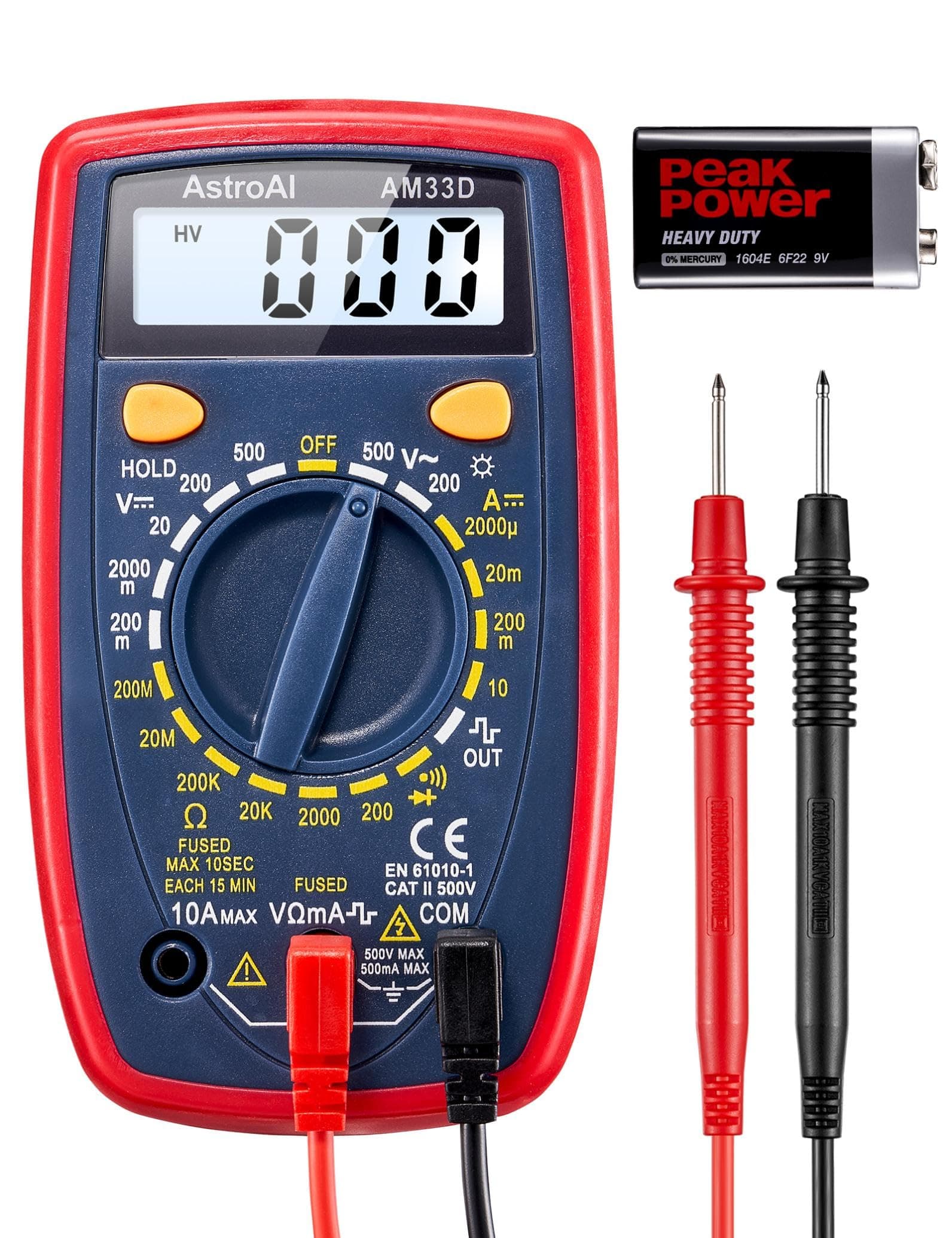 Digital Multimeter Voltmeter Ohmmeter Ammeter Multi Tester Meter with Backlit LCD Electronic Test Meter Measures Voltage, Current, Resistance; Tests Continuity, Diode
