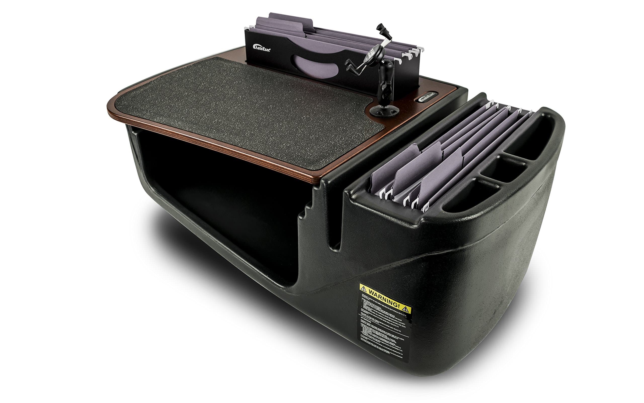 AutoExec AUE26003 Efficiency FileMaster Car Desk Mahogany Finish with Phone Mount