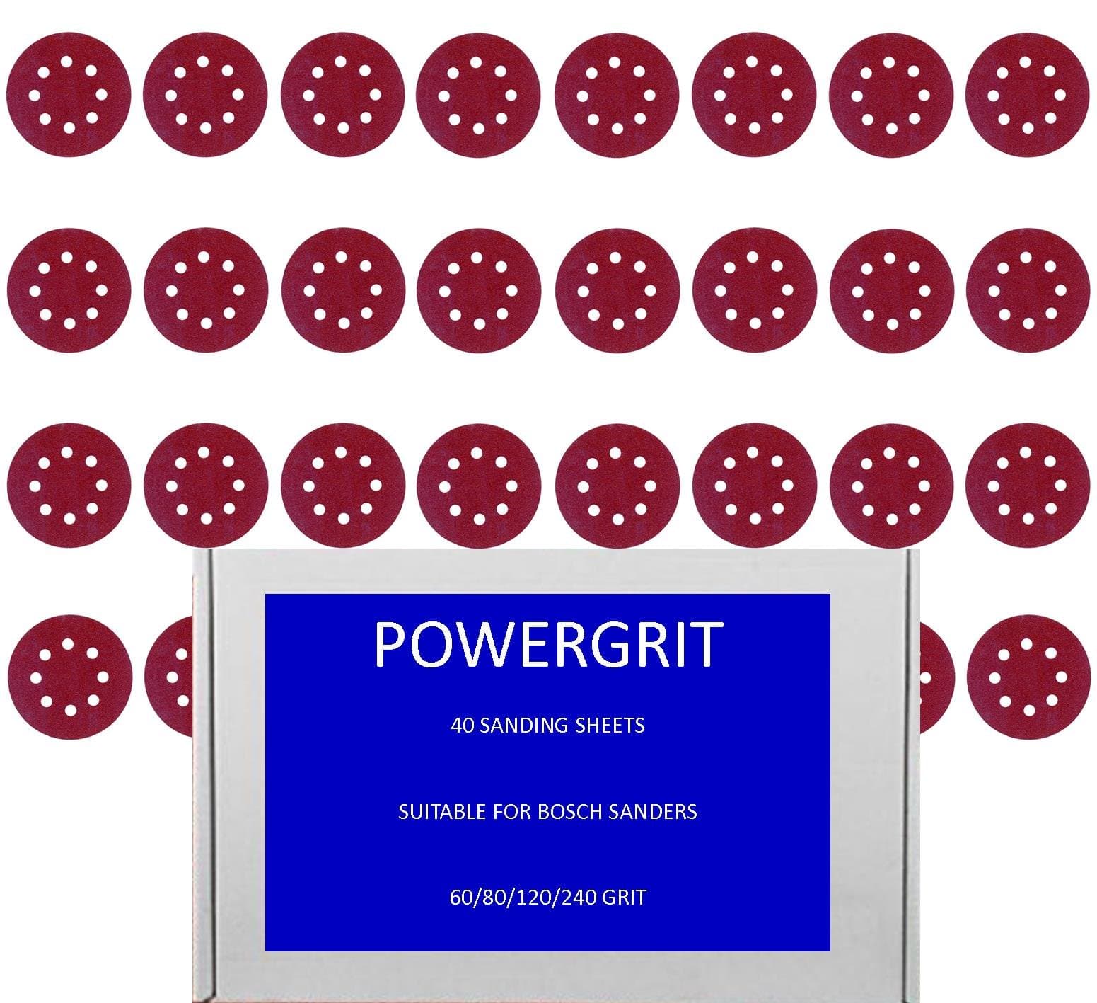 40 x Mixed Grit Sanding Discs For Bosch PEX 220/300 Random Orbital Sander 125mm