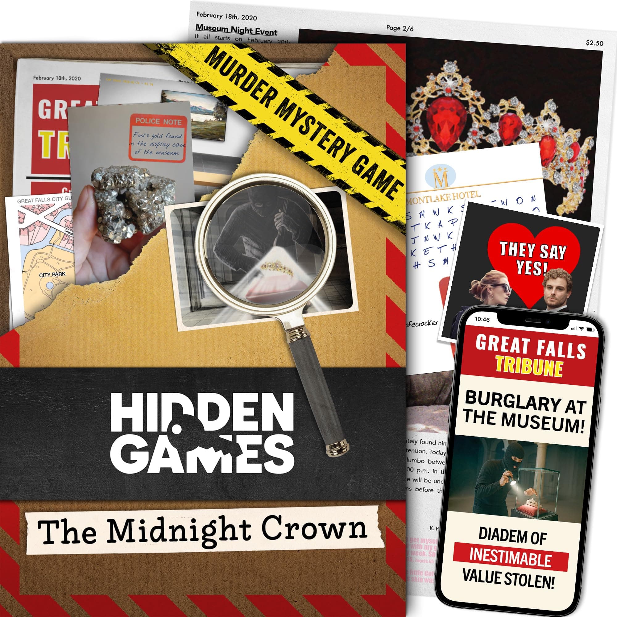 Hidden Games - Crime Mystery Game – Solve an Exciting Burglary Case | Cold Case Detective Board Game for Teens, Adults, Couples & Groups 1–6 Players - CASE 2 – The Midnight Crown