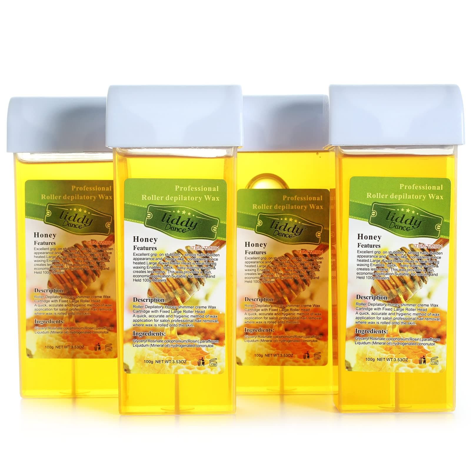 Liddy Dance Hair Removal Wax Roller Refill Kit - Soft Wax Cartridges for Body, Leg and Arm Waxing (3.52 oz, 4 Pack)