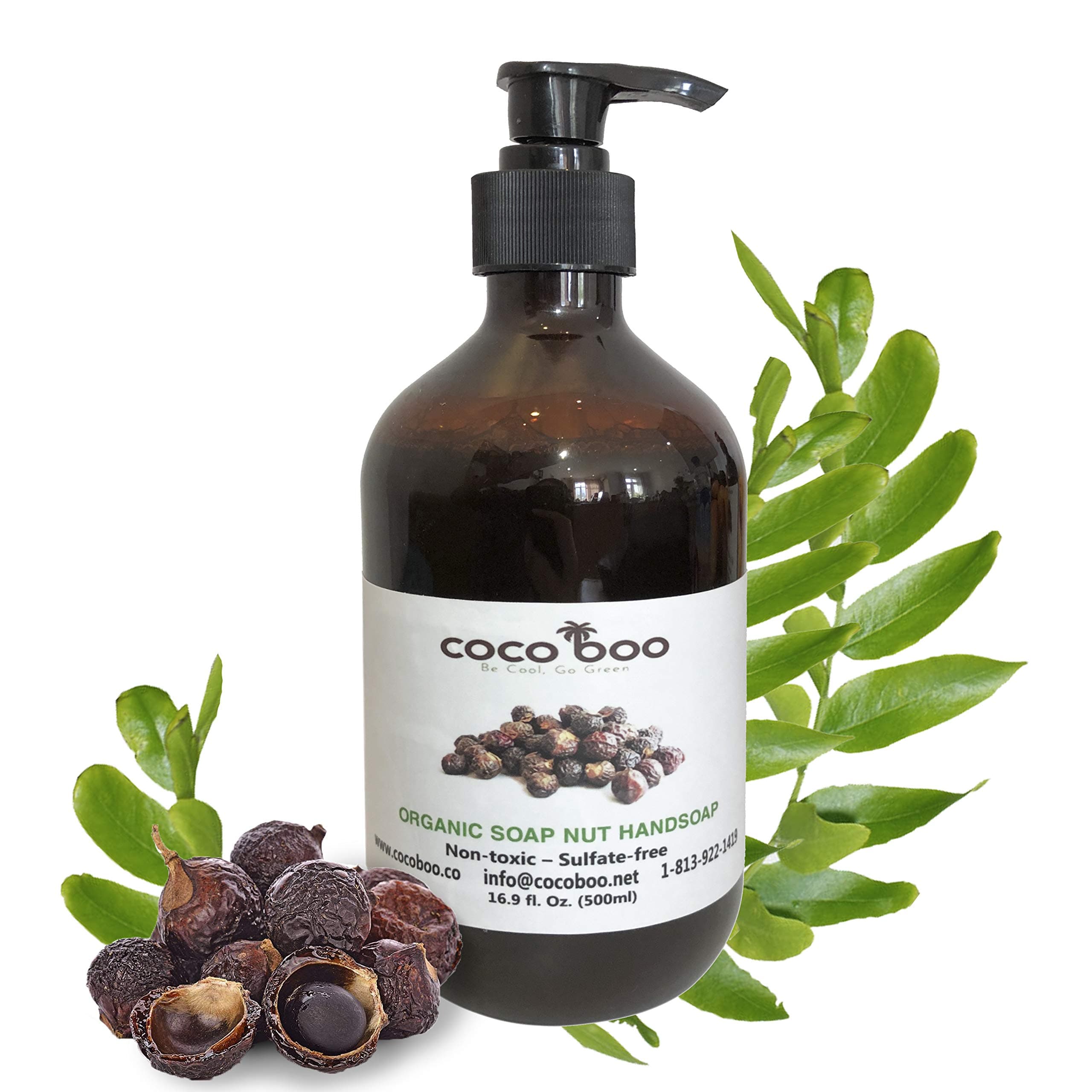 COCOBOO - Soap Nut Liquid Hand Soap, Organic, Anti-bacterial, Non-toxic, Nut-Allergy Safe, Sulfate free, Paraben free, 17 Oz