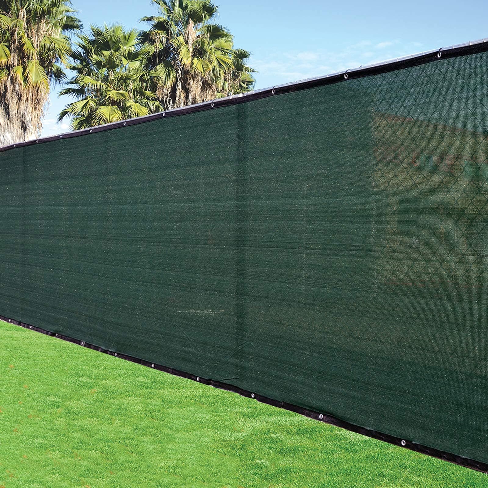 6'x25' 3rd Gen Dark Green Fence Privacy Screen Windscreen Shade Cover Mesh Fabric (Aluminum Grommets) Home, Court, or Construction