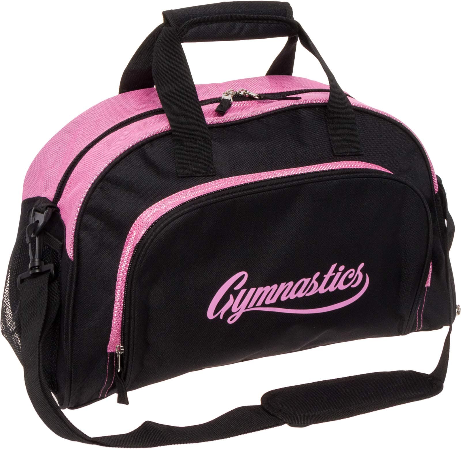 LISH Gemma Gymnastics Duffel Bag - Girl's Travel Sports Gym Bag w/Shoe Compartment (Black/Pink)