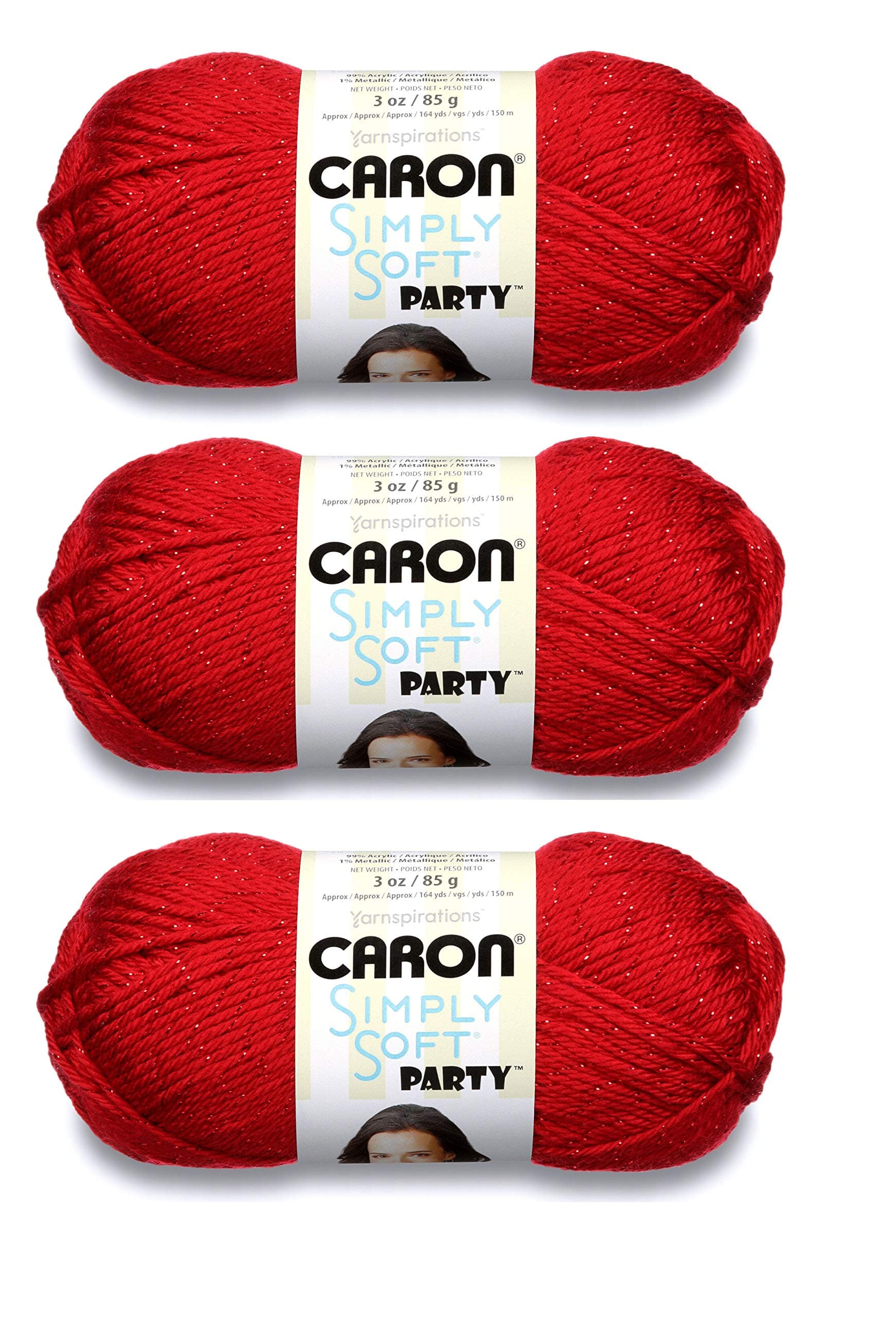 Simply Soft Party Yarn (3-Pack) Rich Red Sparkle H97PAR-15