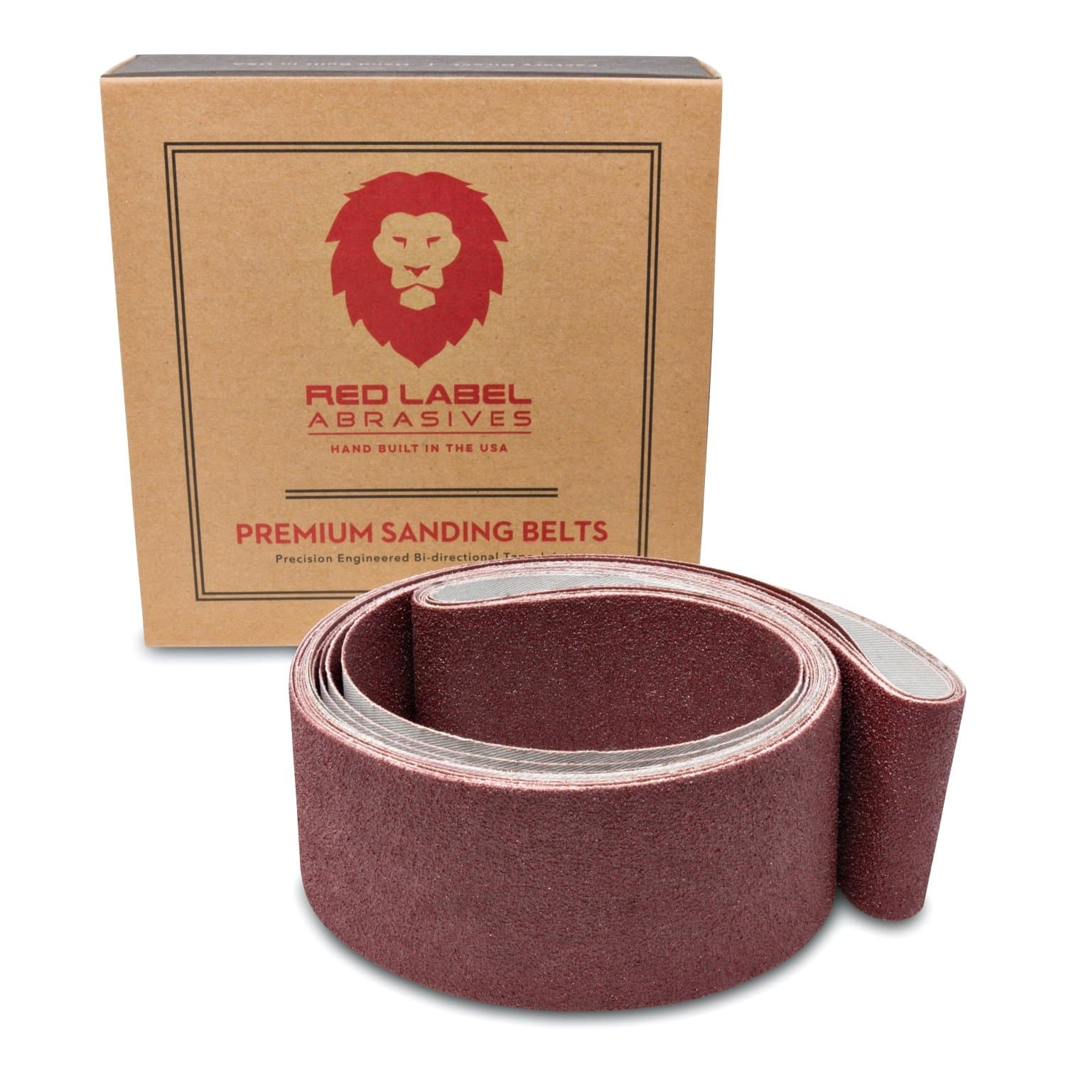 Red Label Abrasives 2 X 42 Inch Flexible Aluminum Oxide Multipurpose Sanding Belts for Woodworking, Leather, Rubber, Plastics & Light Metal Working - 60, 80, 120, 220, 320, 400 Grit 6 Pack Assortment