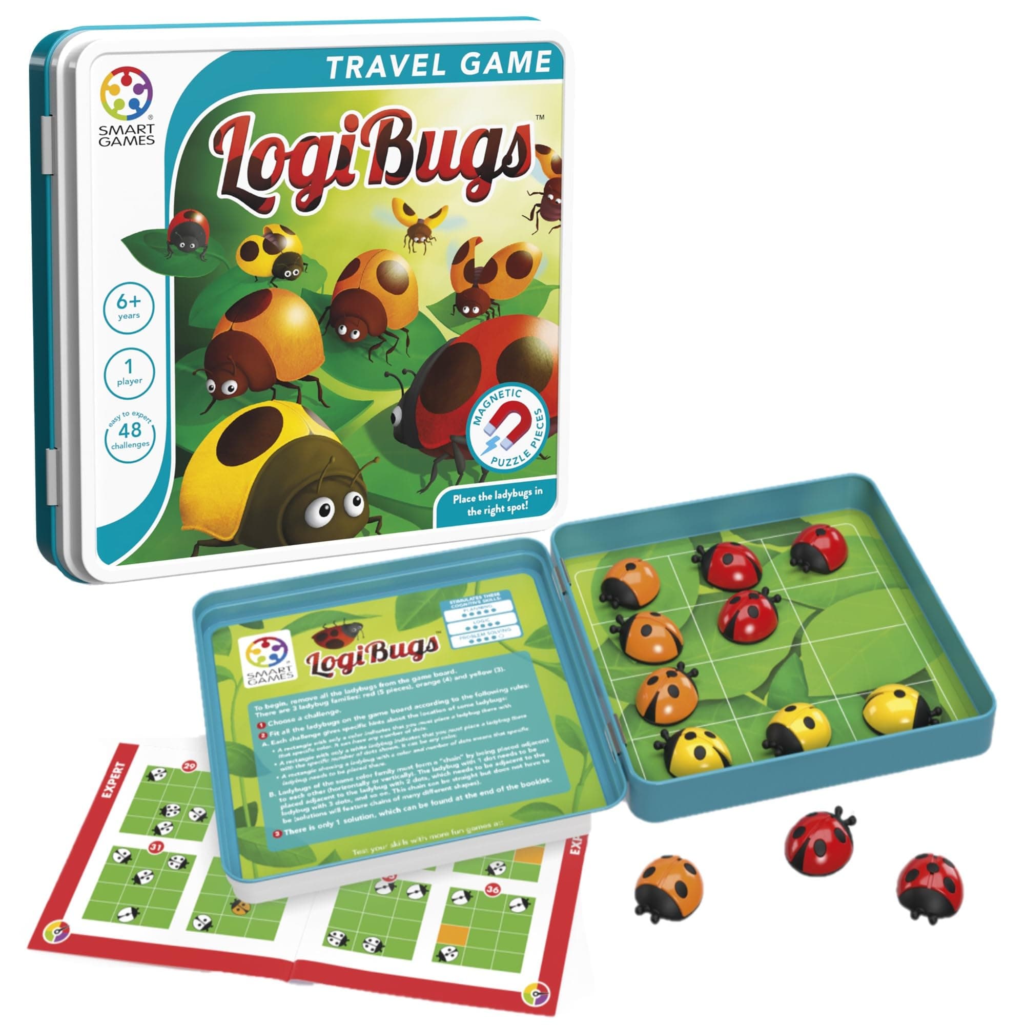 Smart Games - Logibugs - Brainstorming - Educational Multi-Level Strategy Game and Skills Development - Logic and Reflection Game - 6 Years + - 1 Player - Multilingual - SGT 2004