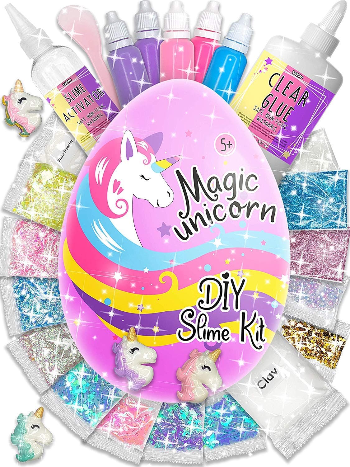 Laevo Stocking Stuffer Unicorn Surprise Cloud Slime Egg – Slime Kit for Girls – Slime Making Kit – DIY Unicorn Slime Kit