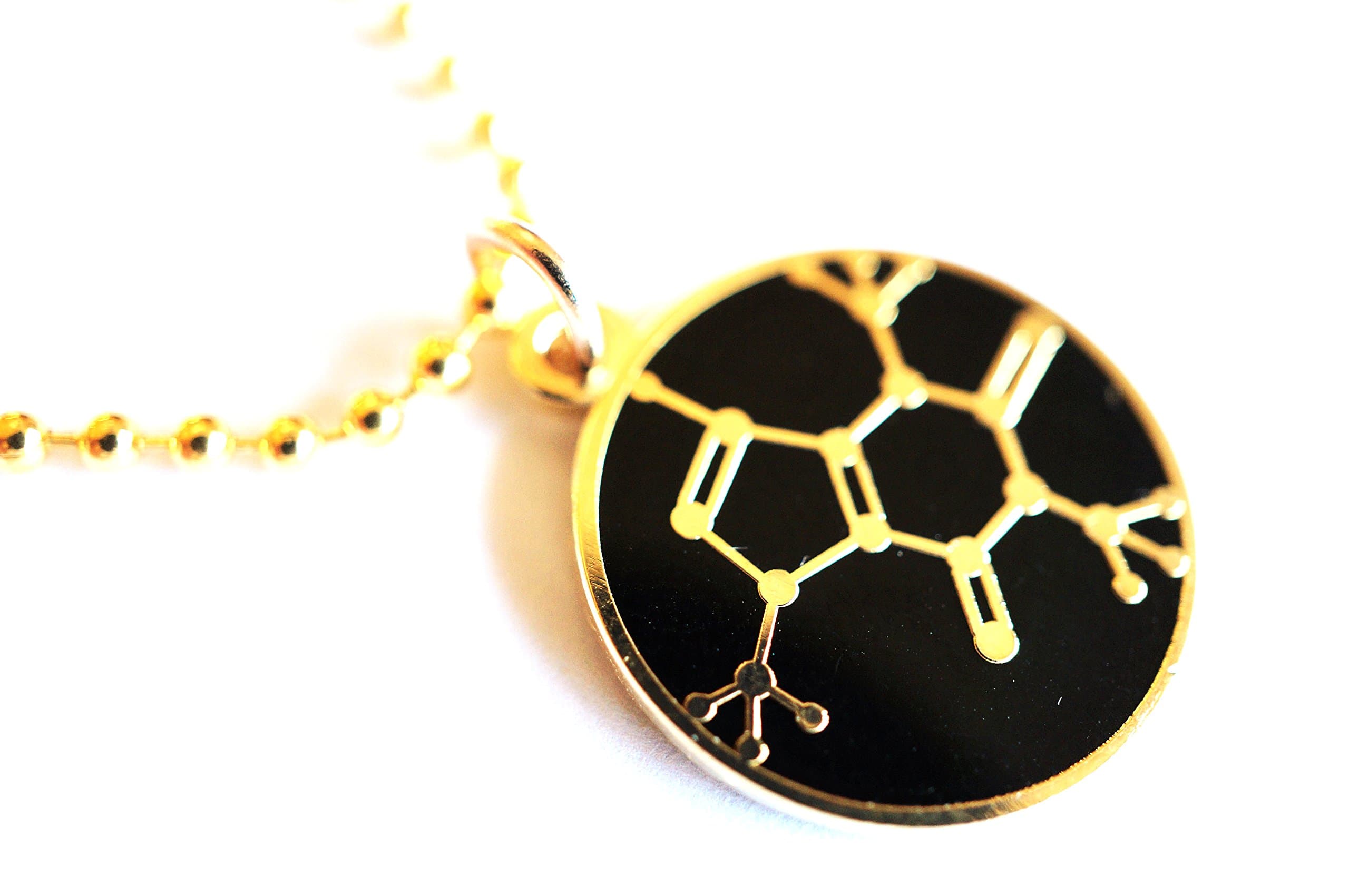 Caffeine Molecule Chemistry Coffee Tea Soda Pendant Necklace w/Chain