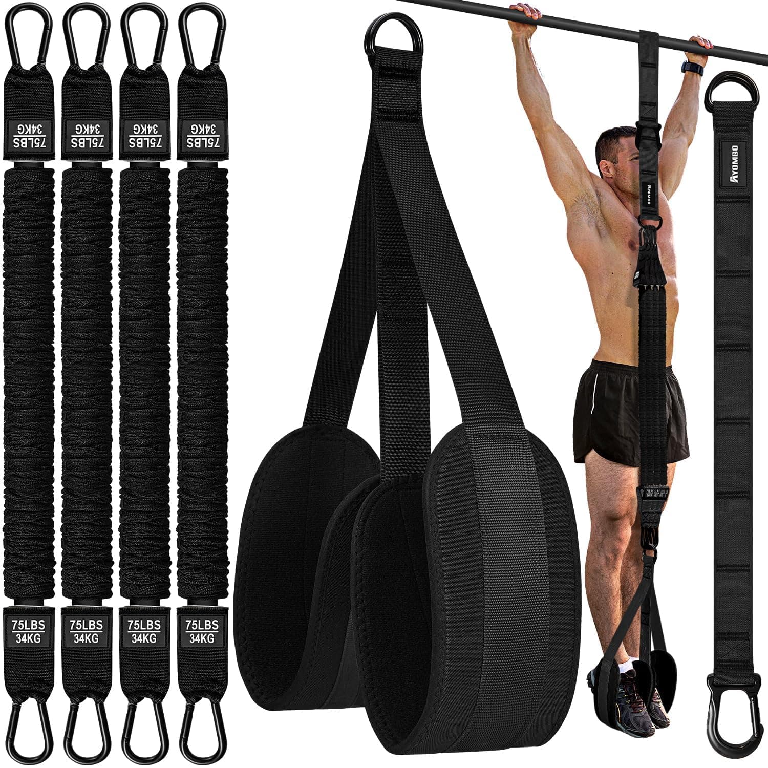 Pull Up Assistance Bands, Resistance Bands for Pull Up Bar Workout, Adjustable Heavy Duty Pull Up Assist Equipment with 4 Assistance Bands, Home Gym Strength Training, Fitness Best Partner