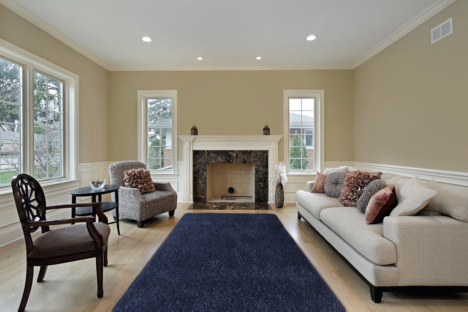 Colorville Collection High-Pile Soft Shag Area Rug, Navy