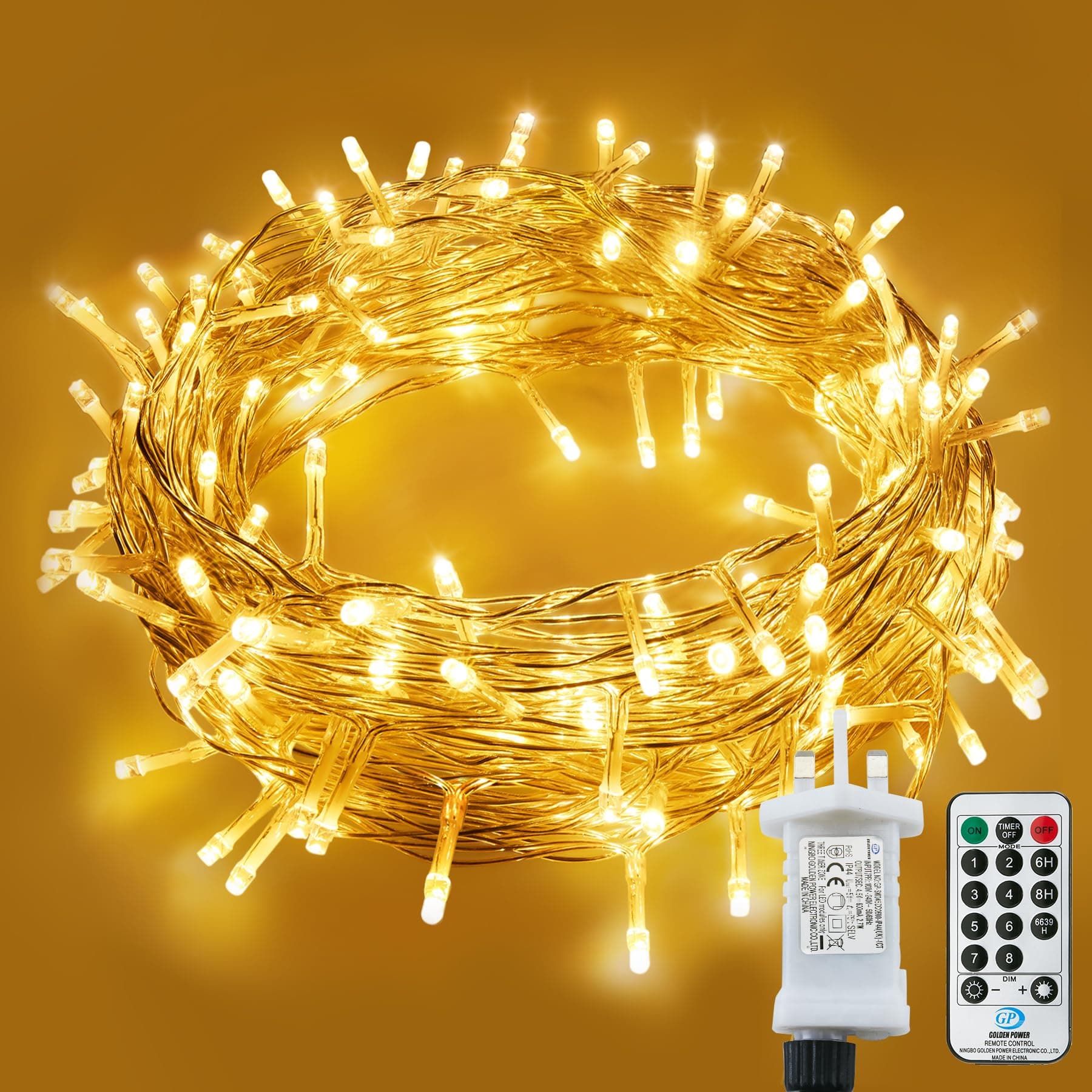 Fairy Lights Plug in Waterproof,15M/49ft 120 LED String Lights Main Powered,8 Modes Remote Control Outdoor/Indoor,Garden Christmas Lights for Patio,Bedroom,Party Decorations (Warm White)