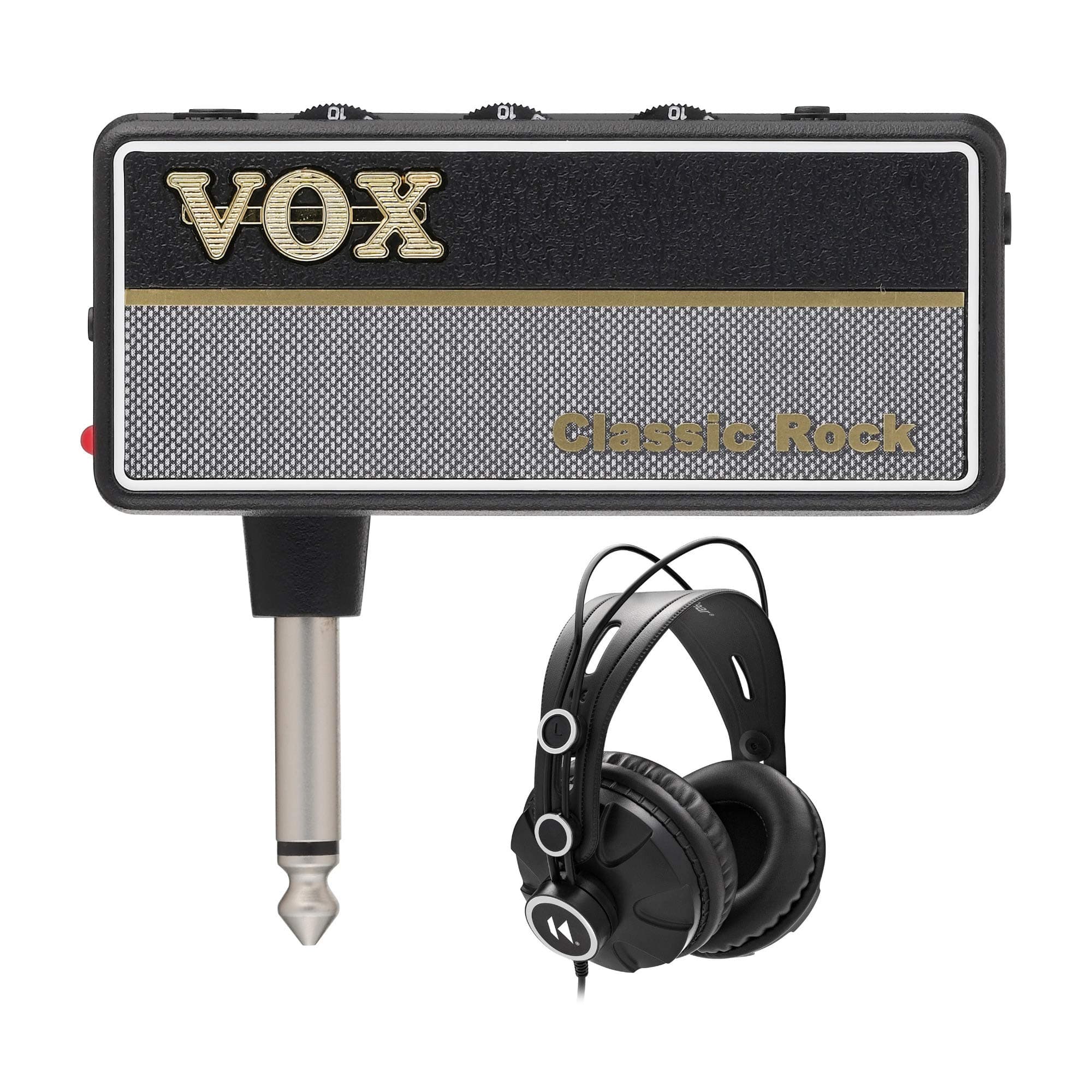 Korg Vox AP2CR 2 amPlug Headphone Guitar Amplifier (Classic Rock) Bundled with Over-Ear Headphones (2 Items)