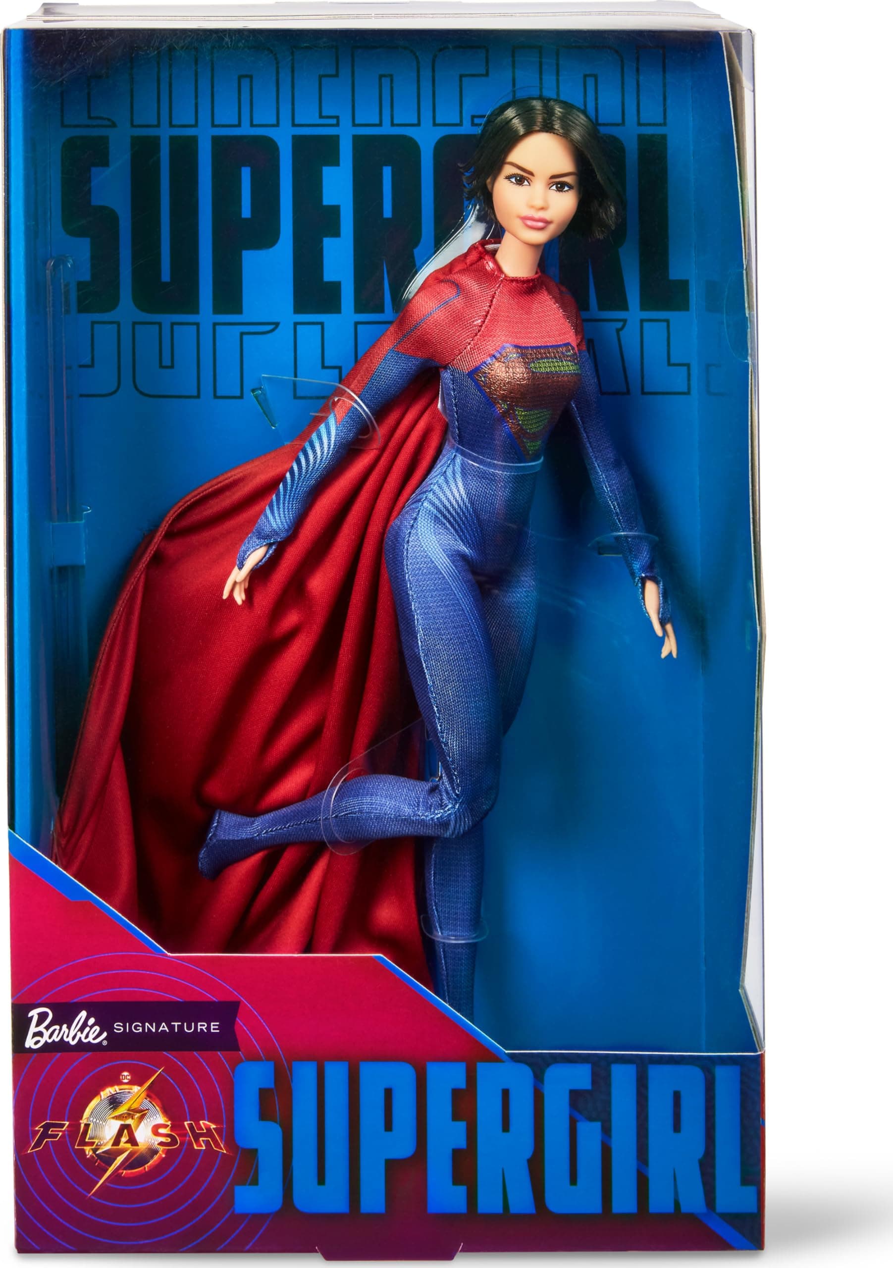 Barbie Supergirl Doll, Collectible Doll from The Flash Movie Wearing Red and Blue Suit with Cape, Doll Stand Included