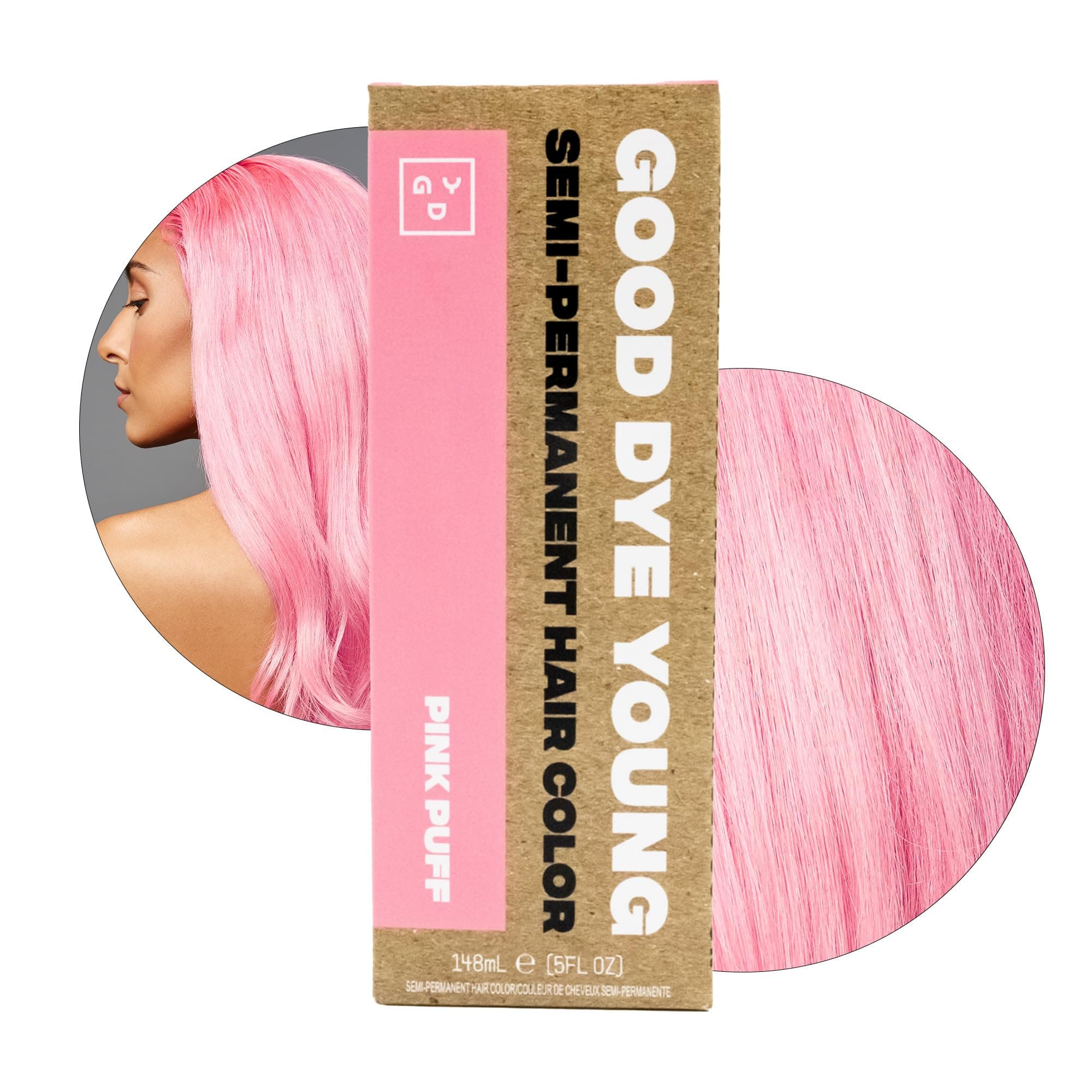 Semi-Permanent Hair Color, Vegan and Cruelty-Free Pink Hair Dye, Last up to 24 Washes, Non-Damaging Conditioning Hair Color (5FL OZ, Pink Puff)