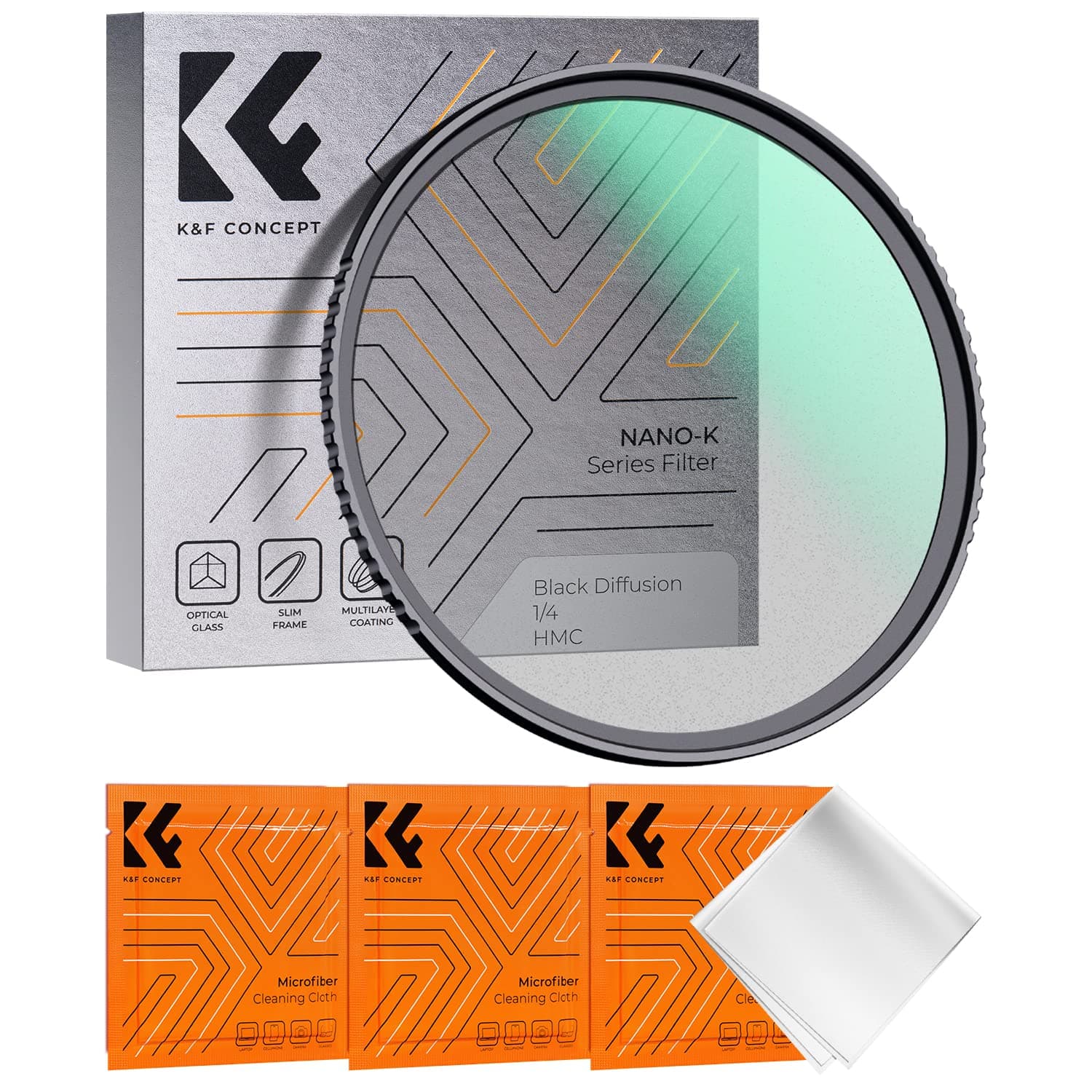 K&F Concept Nano-Klear 52mm Black Diffusion Filter 1/4, Black-Mist 1/4 Ultrathin Macro Optical Glass Filter with Nano Coating with 3Pcs Microfiber Cleaning Cloth