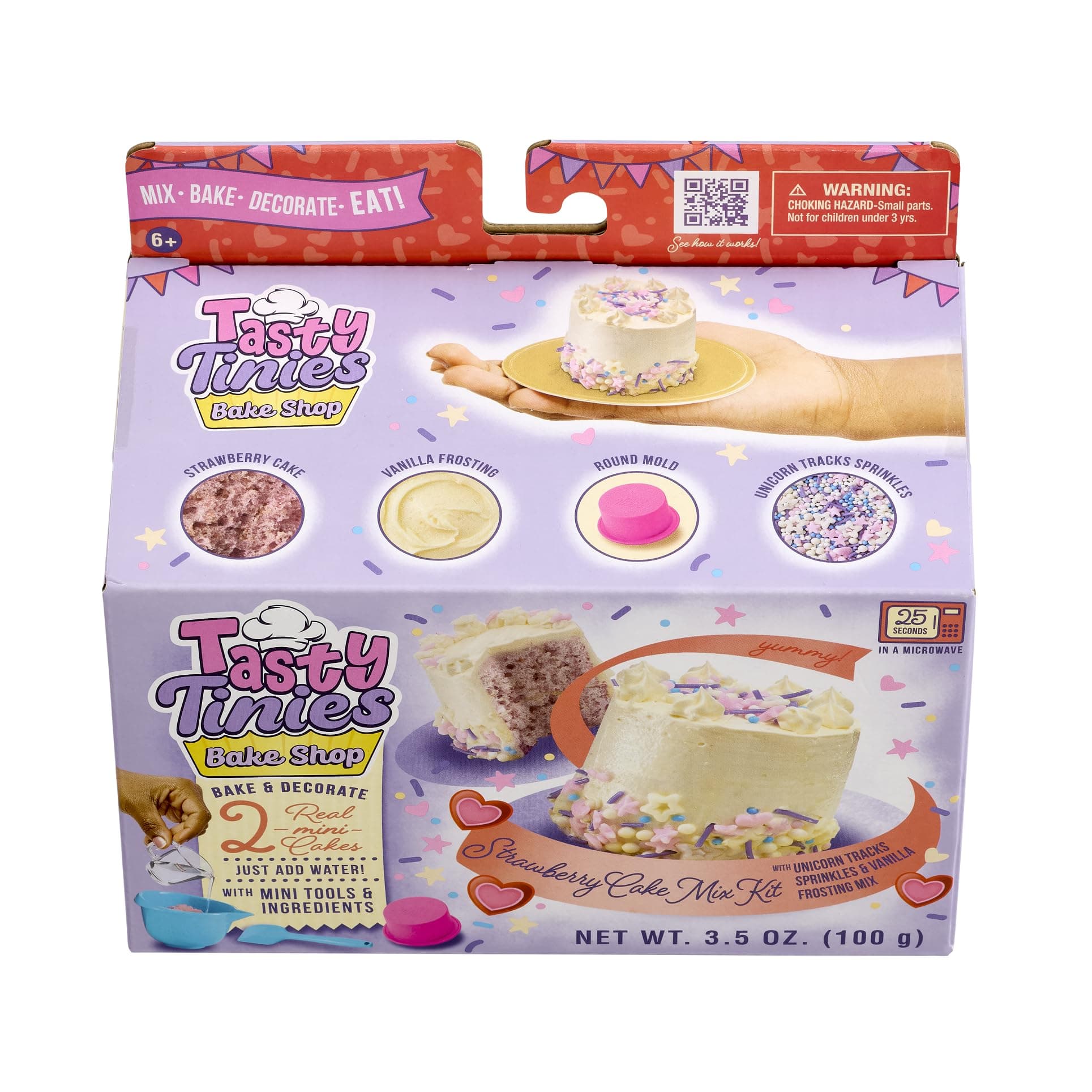 Tasty Tinies Strawberry Cake Mix Kit with Unicorn Sprinkles & Vanilla Frosting