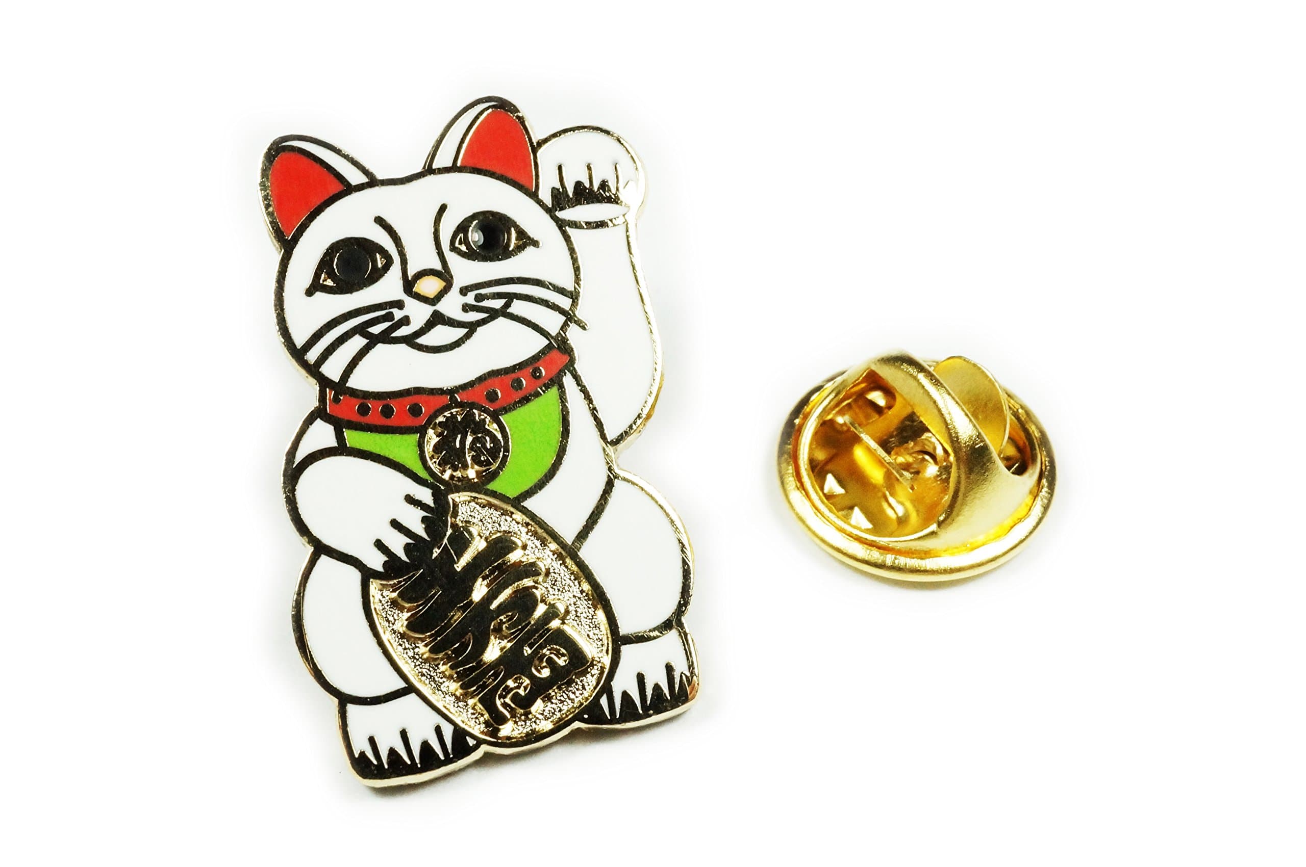 Lucky Charm CollectiblesManeki Neko Lucky Cat Japanese Talisman Jacket Hat Vest Suit Tie Lapel Pin