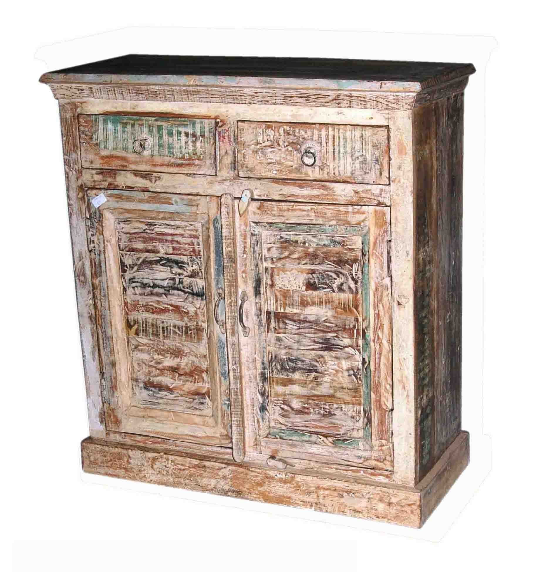 White Antique Accent Carving Cabinet with 2 Drawers and 2 Doors, 34 by 40 by 16-Inch