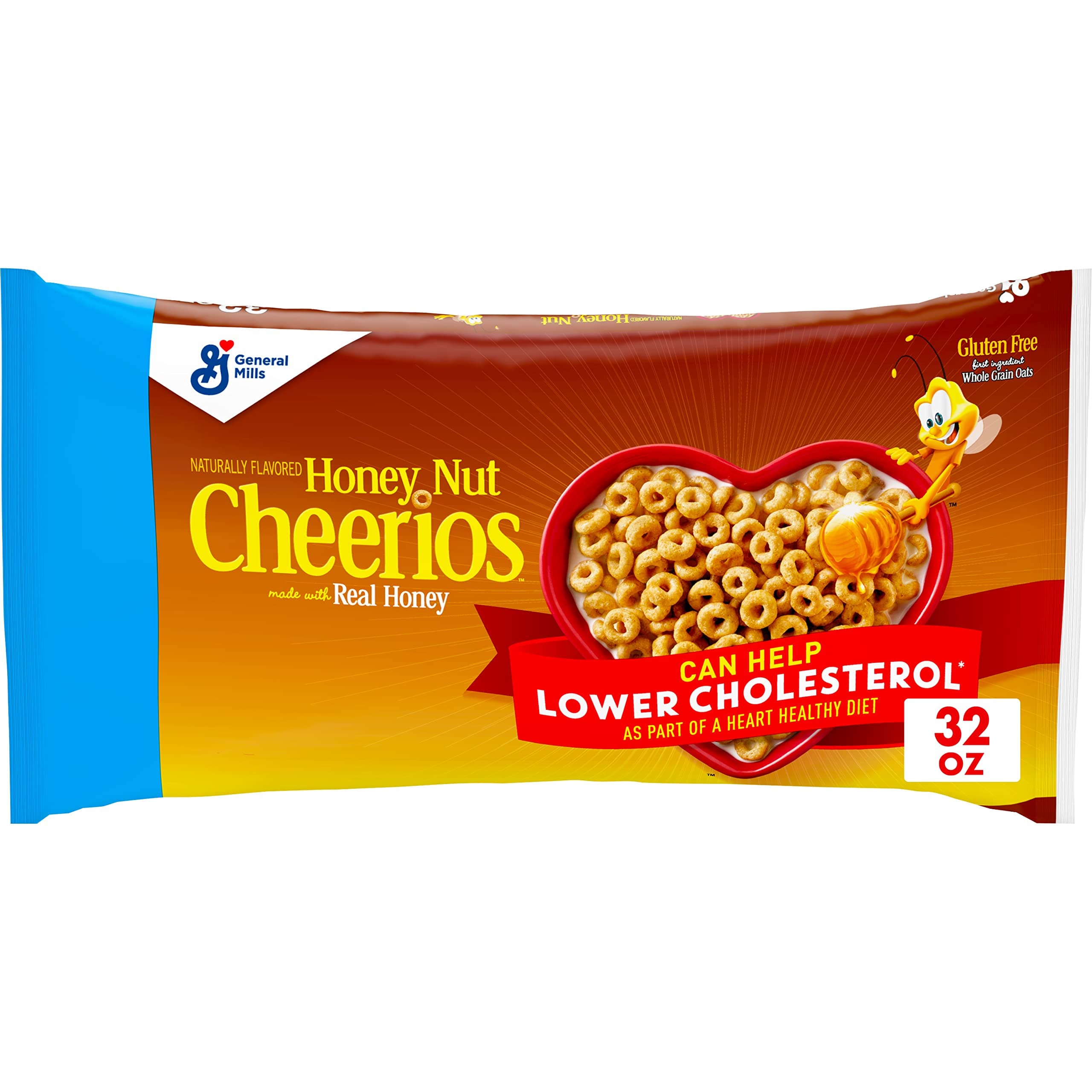 Honey Nut Cheerios Heart Healthy Breakfast Cereal, Gluten Free Cereal With Whole Grain Oats, Value Bag, 32 oz