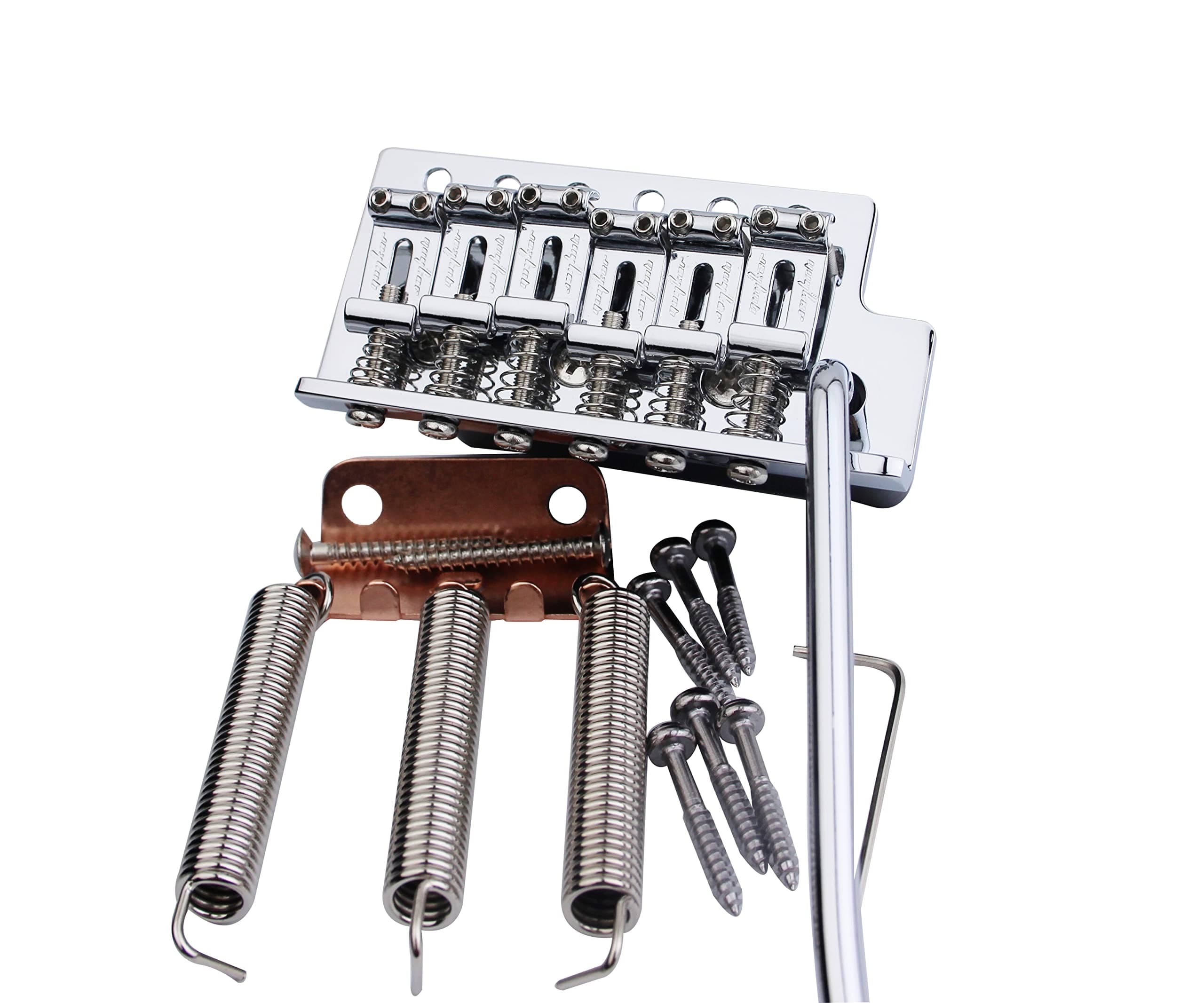 Tremolo Bridge Vintage Bent Steel Saddles and Zinc Block Compatible with Start ST Electric Guitar (GG-1004, Chrome)