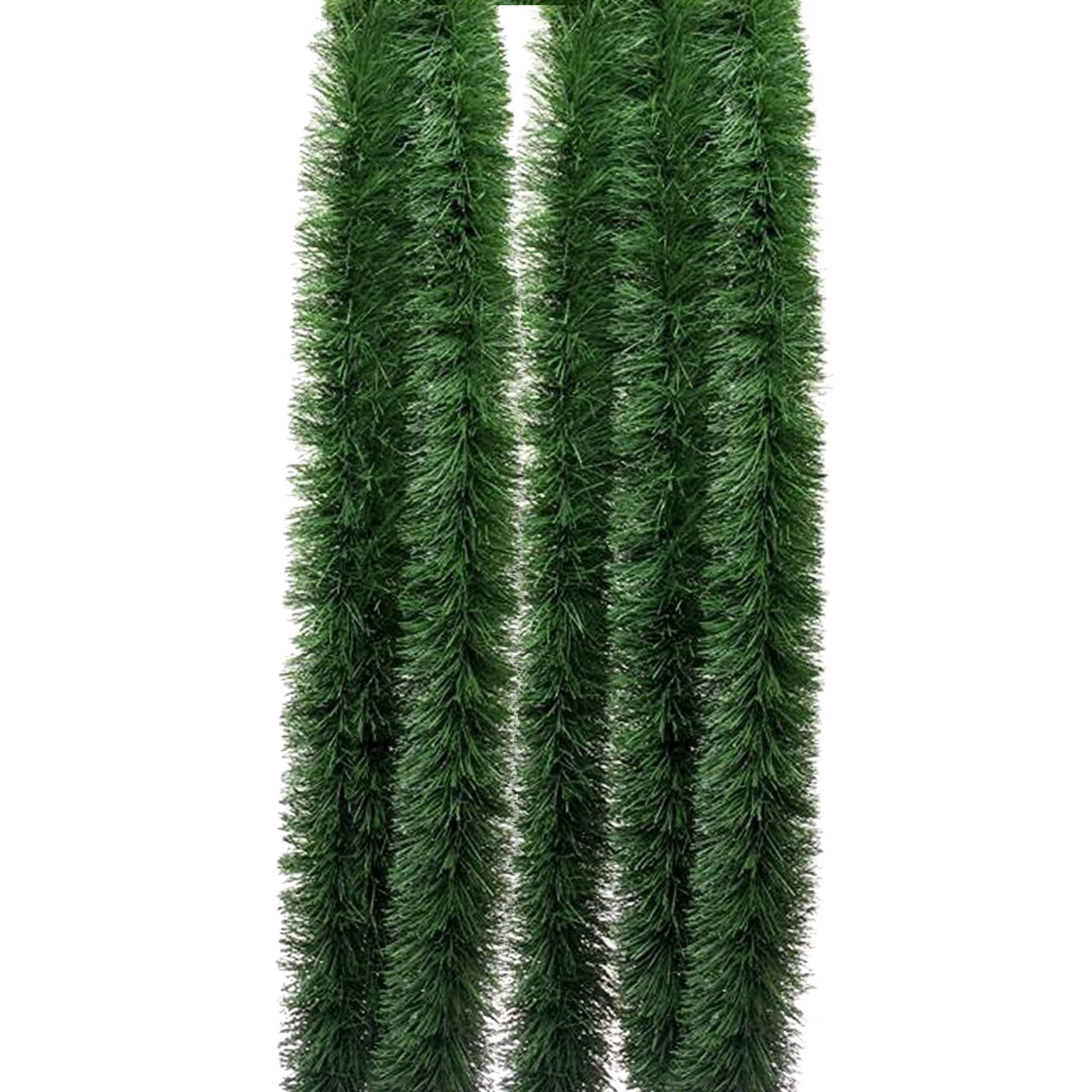 TIED RIBBONS Set Of 5 Christmas Tinsel Garland For Home Decoration Wall Door Dining Table Xmas Tree Hanging Strings (Each 5.9 Feet Long, Green) - Christmas Decorations Items For Home, 179 CM