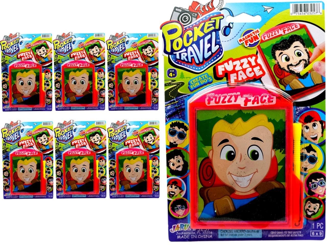 JA-RU Pocket Travel Magnetic Face Toy (6 Pack) – Funny Beard & Hair Designs – Magnetic Travel Games for Kids, Portable Handheld Drawing Toy, Bulk Party Favors & Goodie Bag Stuffers. 3257-6p