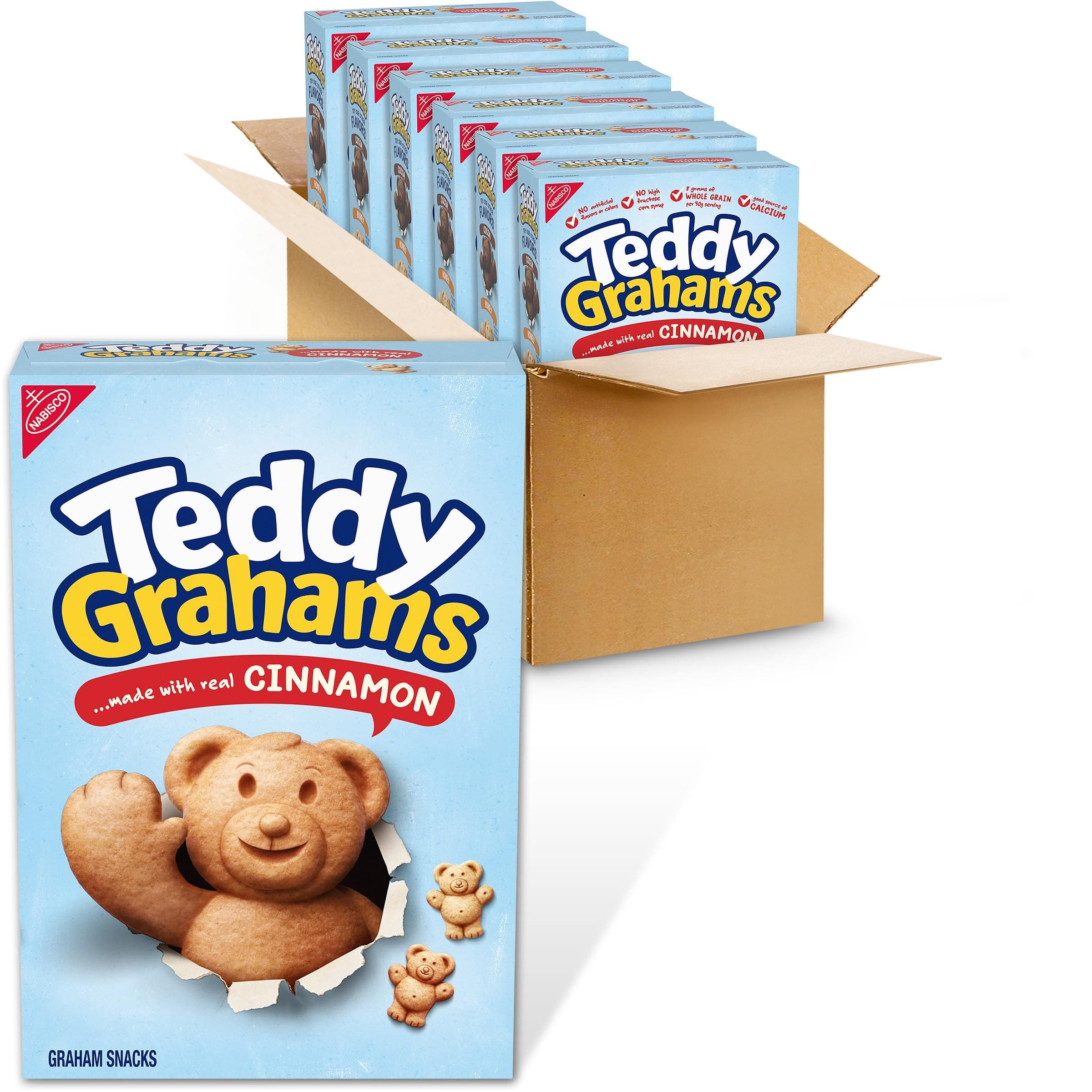 TEDDY GRAHAMS Cinnamon Graham Snacks, Bulk Kids Snacks, 6 - 10 oz Boxes