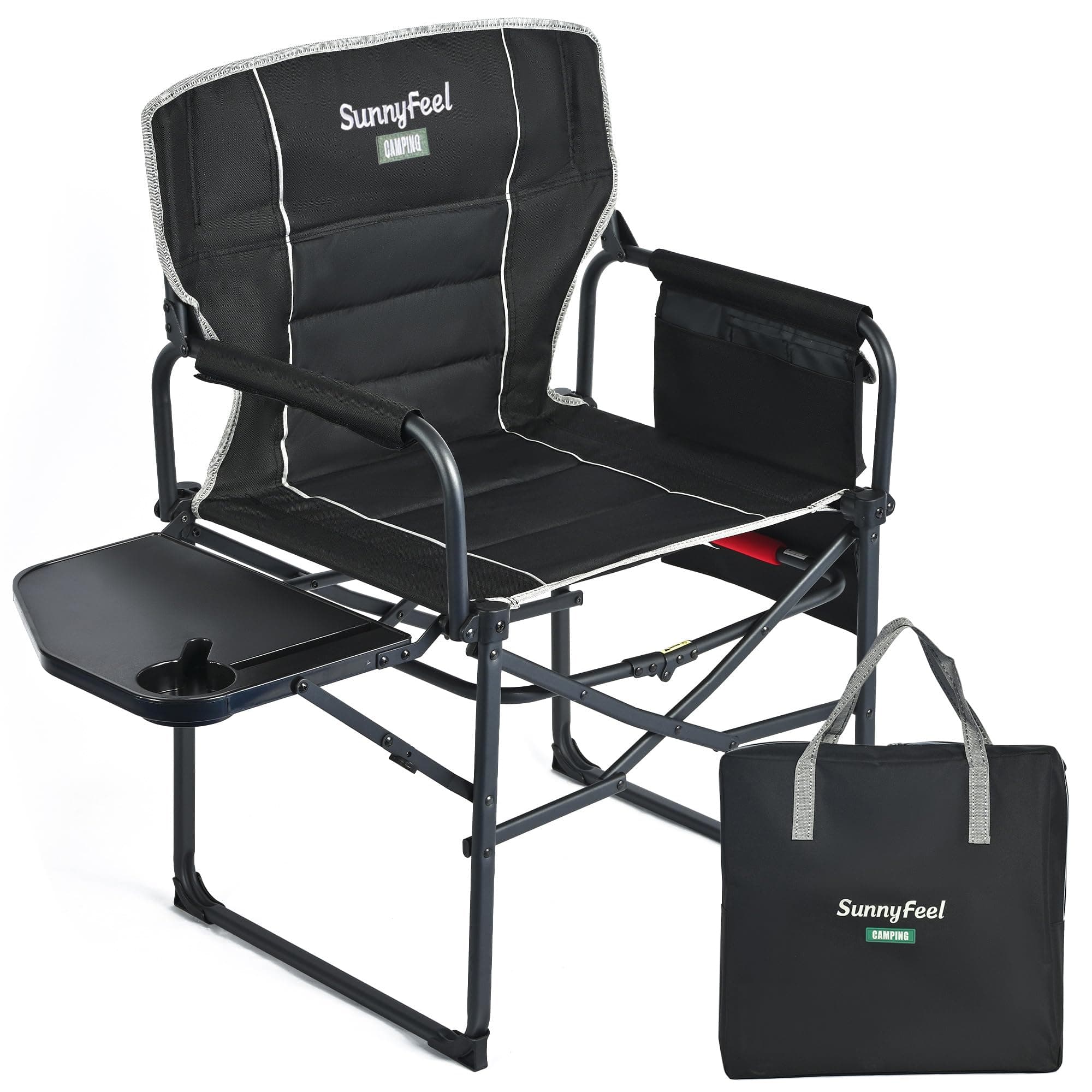 SUNNYFEELCamping Directors Chair, Heavy Duty,Oversized Portable Folding Chair with Side Table, Pocket for Beach, Fishing,Trip,Picnic,Lawn,Concert Outdoor Foldable Camp Chairs
