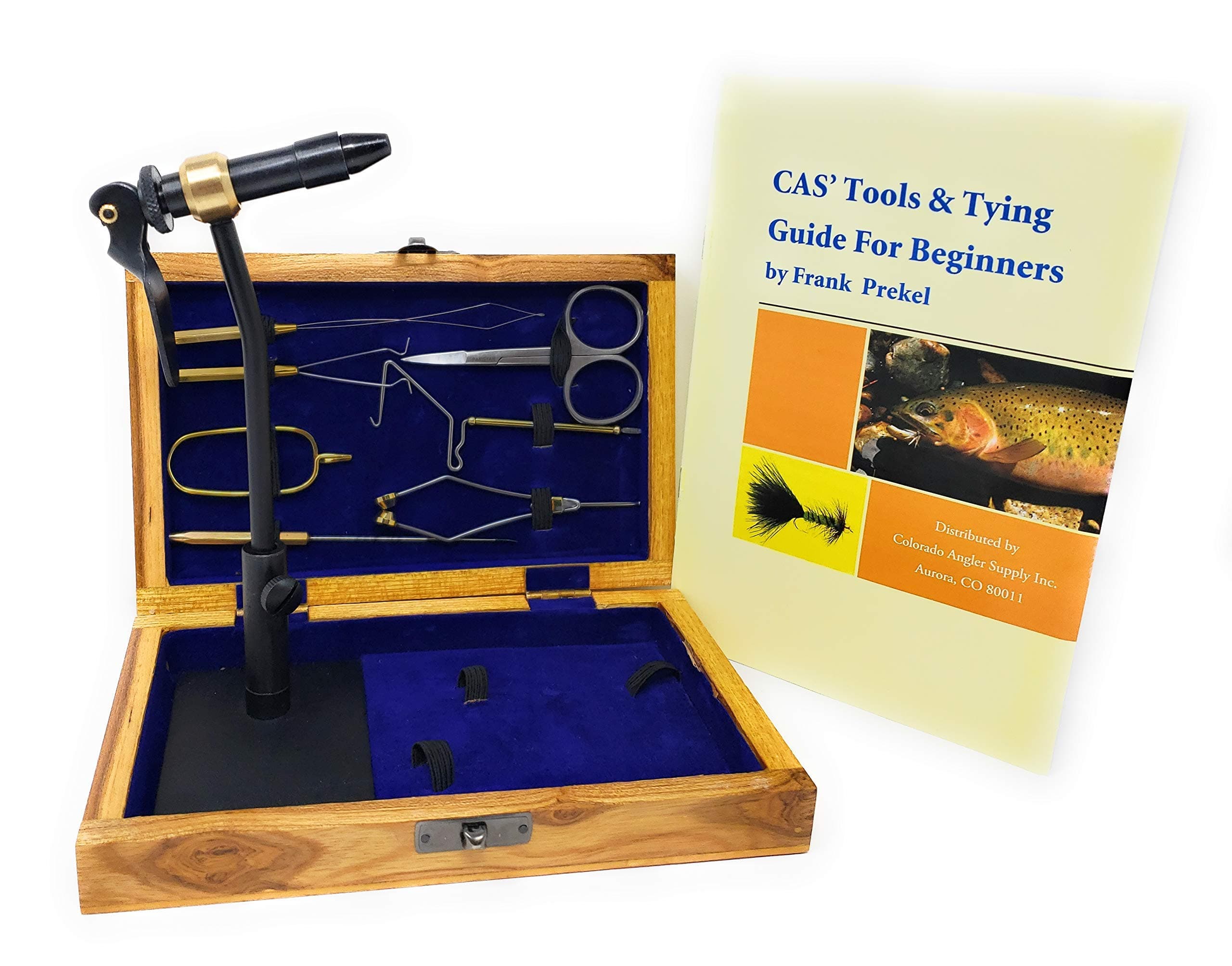 Colorado Anglers Z797 Wooden Fly Tying Standard Tool Kit, Fly Fishing Vise, Bobbin, Threader, Bodkin, Dubbing Twister, Hackle Pliers, Scissors, Whip Finisher