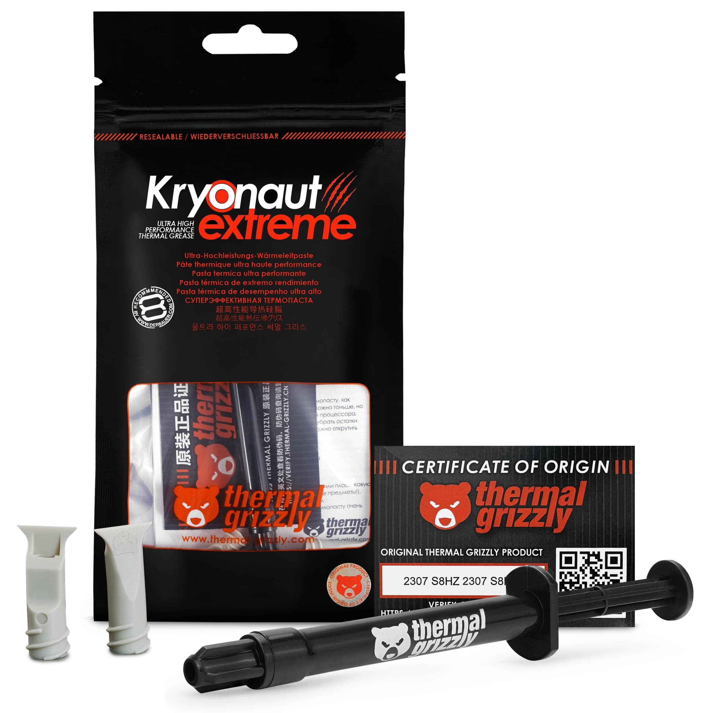 Thermal Grizzly Kryonaut Extreme Thermal Paste – 2 Grams for Maximum Thermal Conductivity in Overclocked Systems