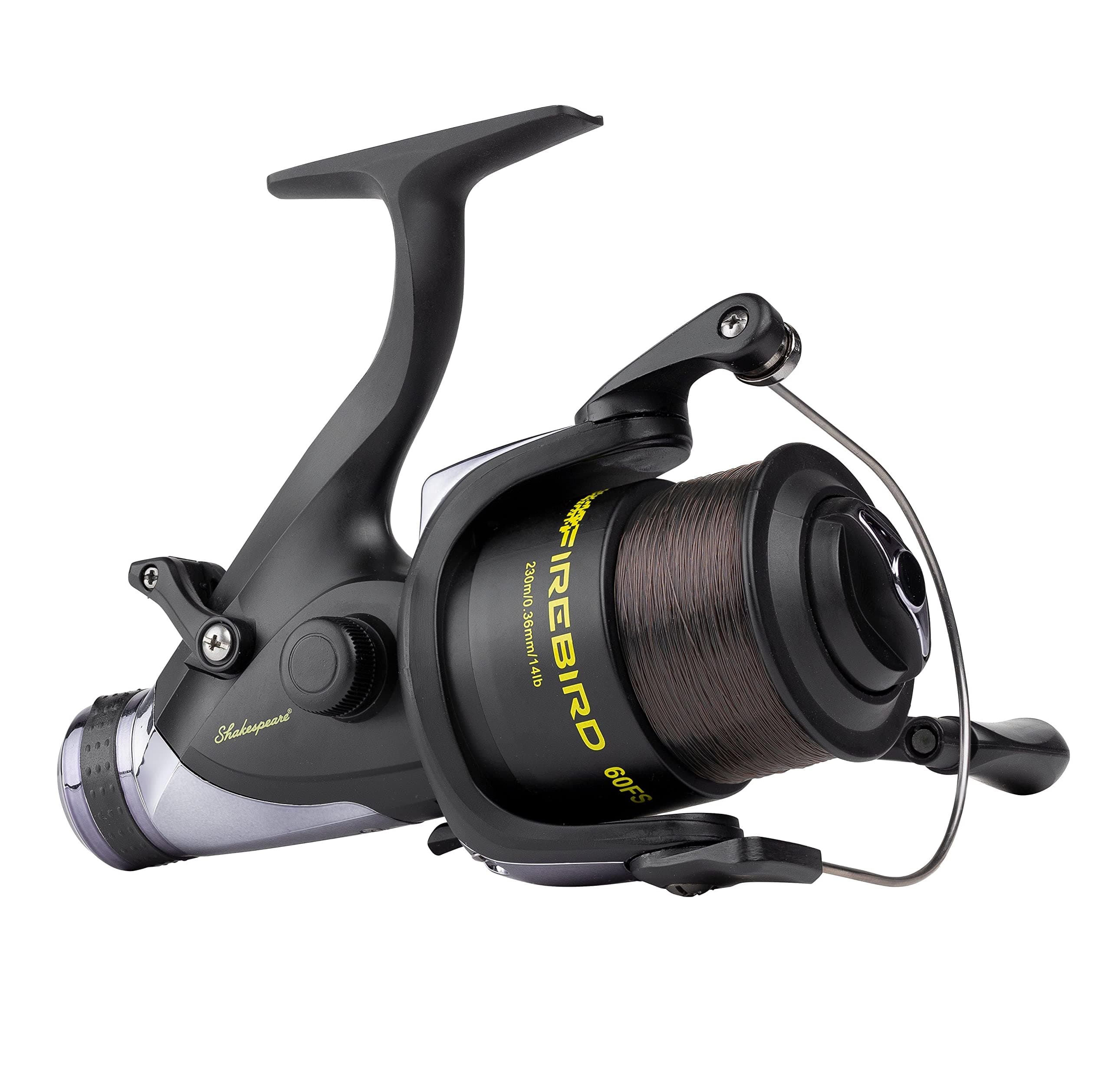 Shakespeare Firebird Spinning Reel – Pre-Spooled Lightweight Reel with Graphite Handle and Spool, Smooth 1-Ball Bearing Design for Freshwater Predator Fishing - Different Sizes and Styles